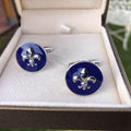 Sapphire Blue Fleur De Lis Cufflinks