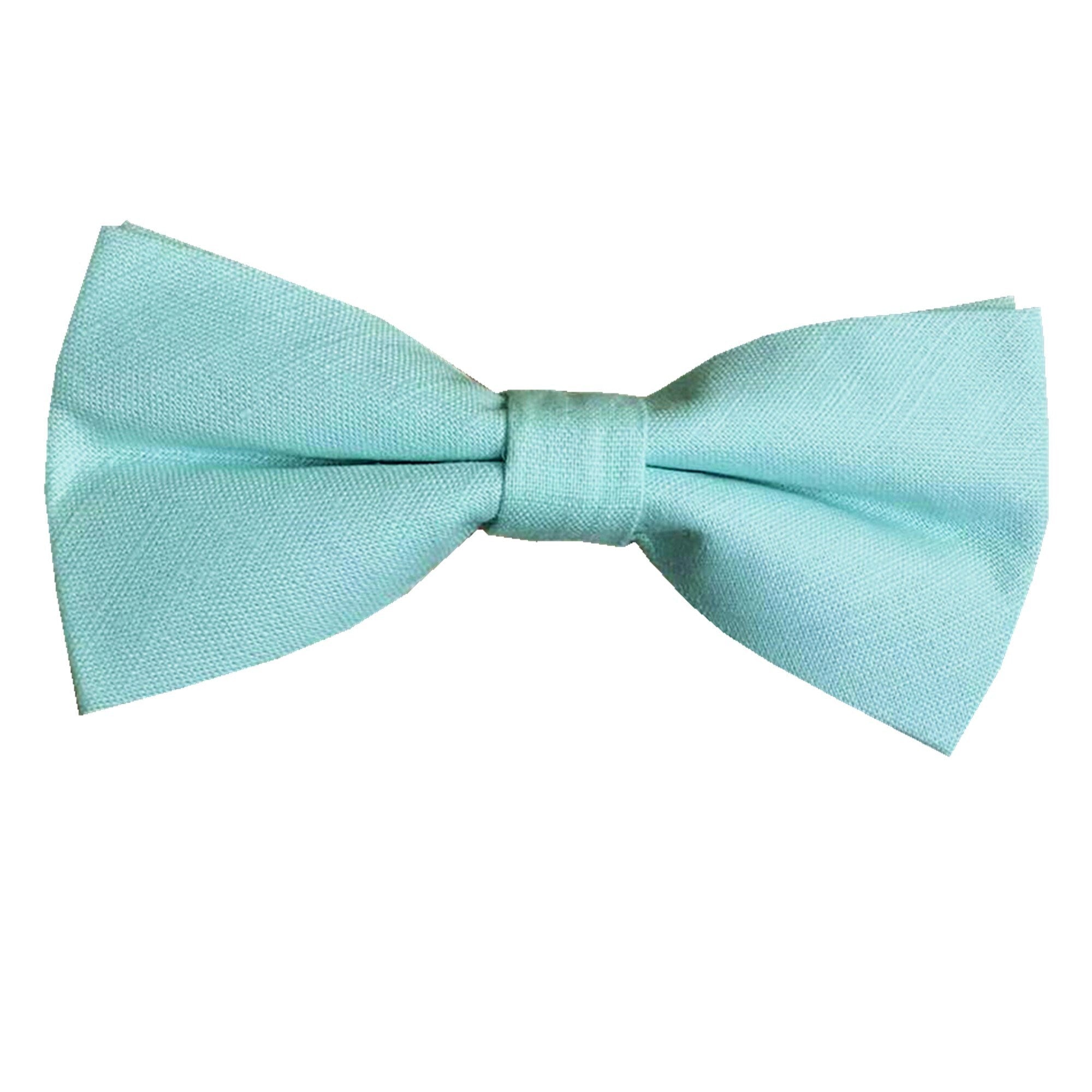 Mint Blue Slub Pre-tied Bow tie