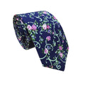Navy with Green String Purple Floral Skinny Tie