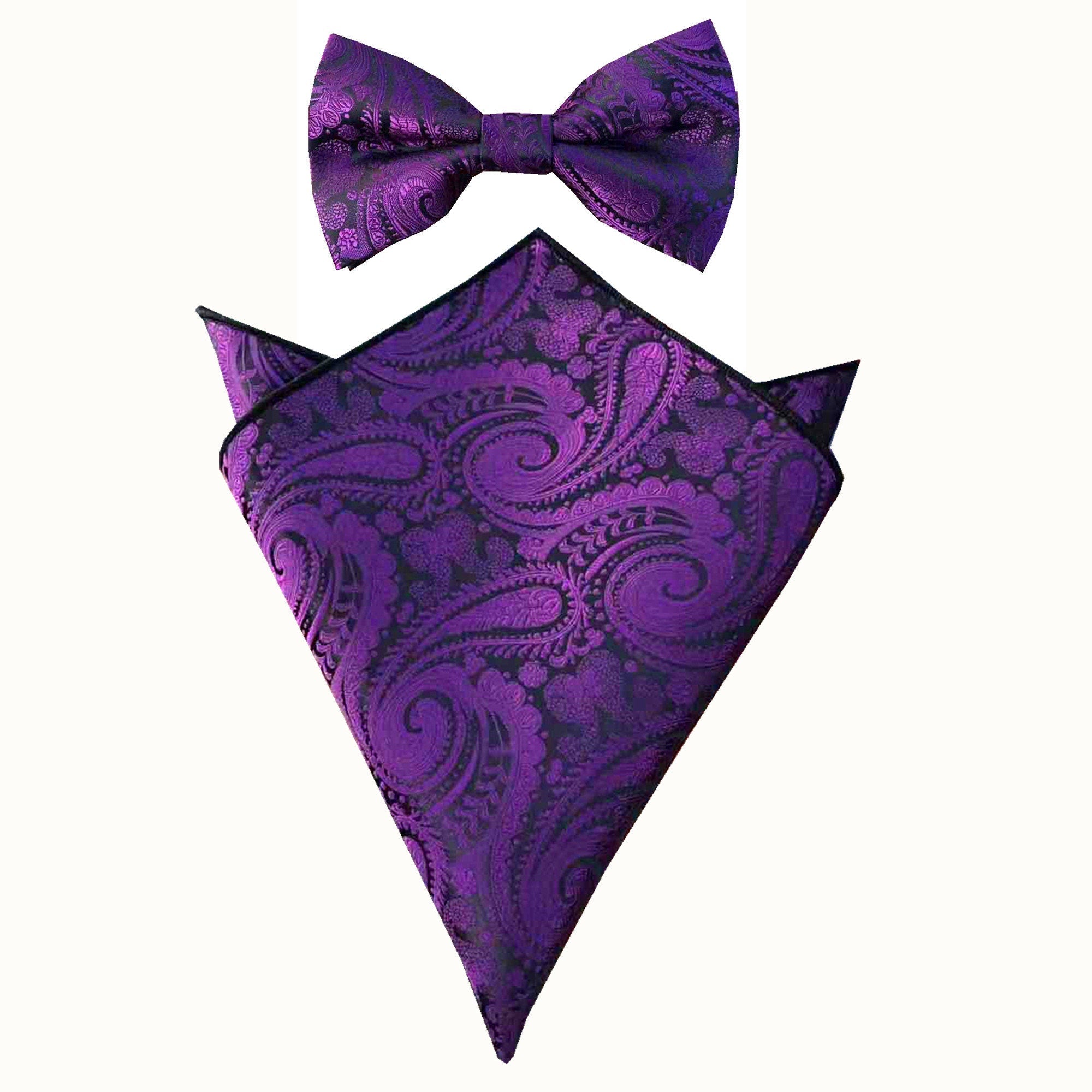 Purple Paisley Pre-tied Bow Tie