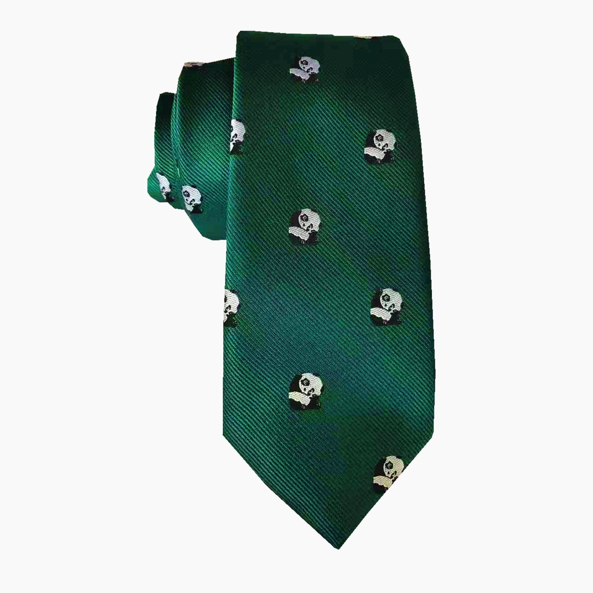 Green Panda Skinny Tie