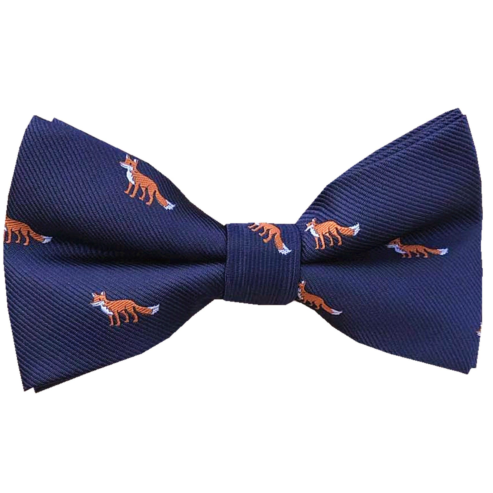 Navy Blue Fox Pre-tied Bow Tie
