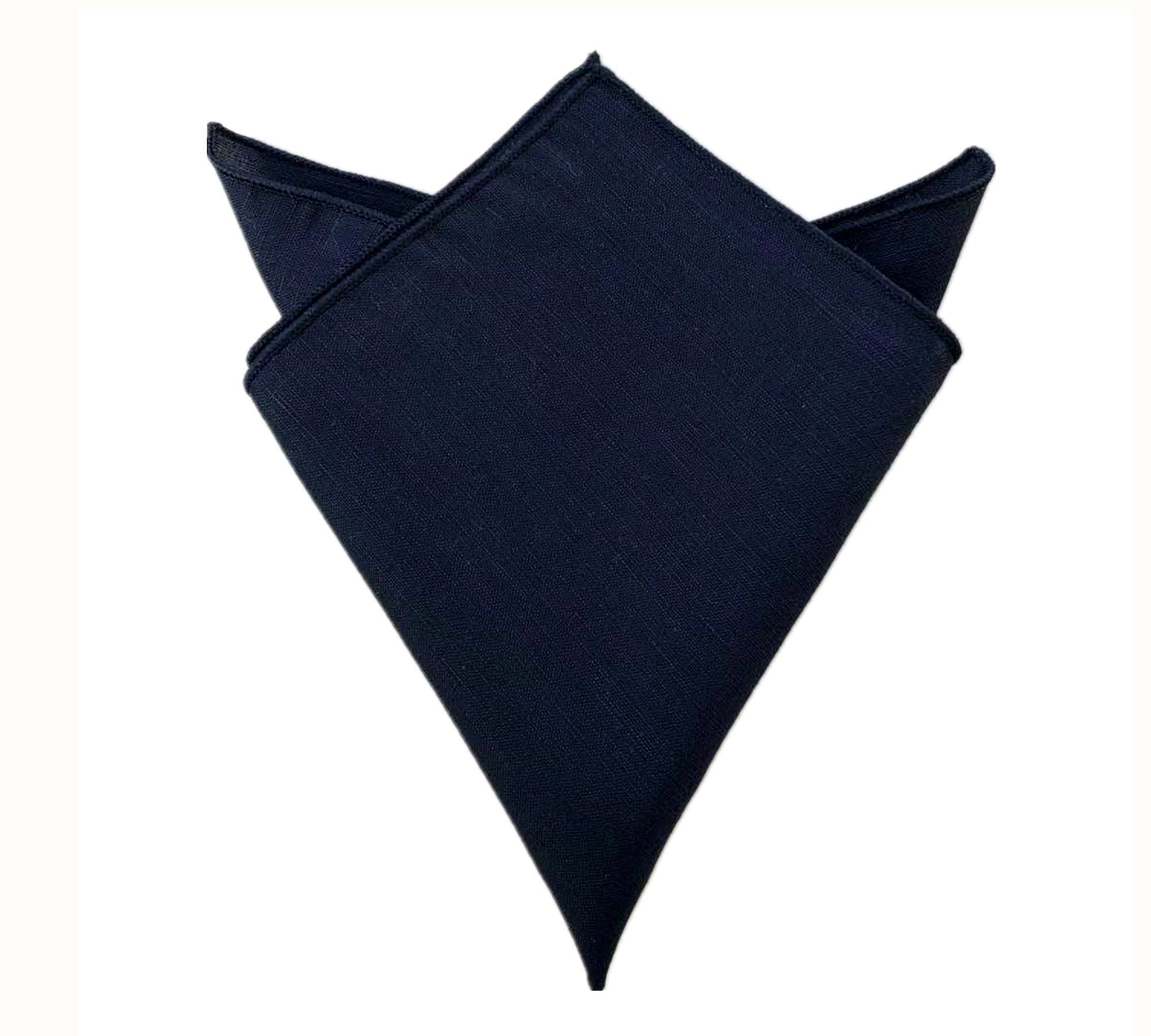 Dark Navy Blue & Black Linen Pocket Square