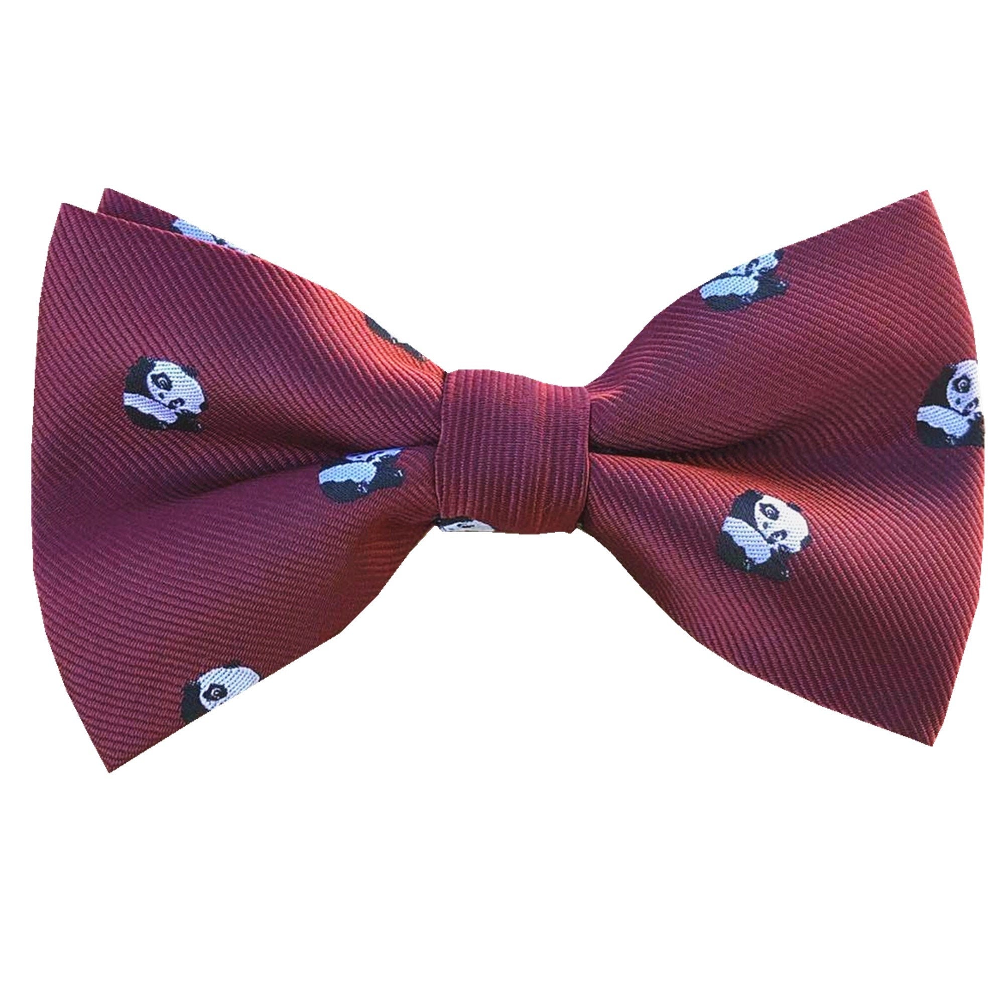 Burgundy Panda Pre-tied Bow Tie