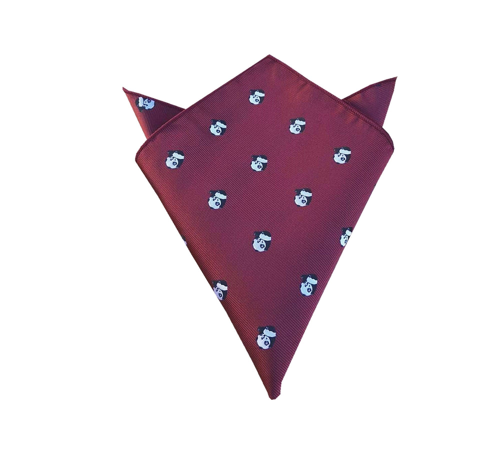 Burgundy Panda Pocket Square