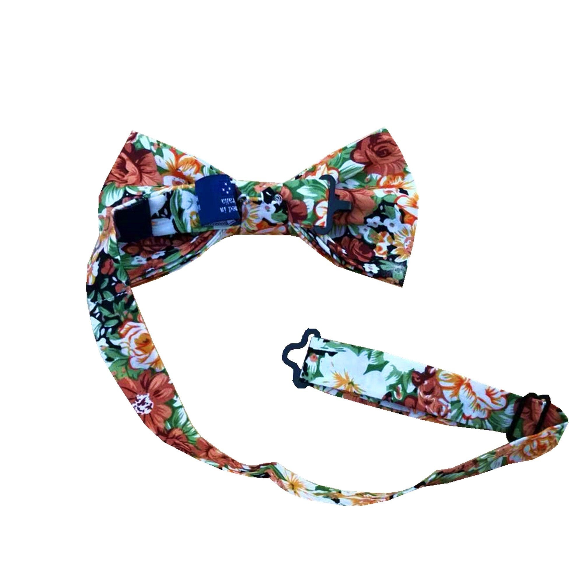 Orange Green Floral Pre-tied Bow Tie