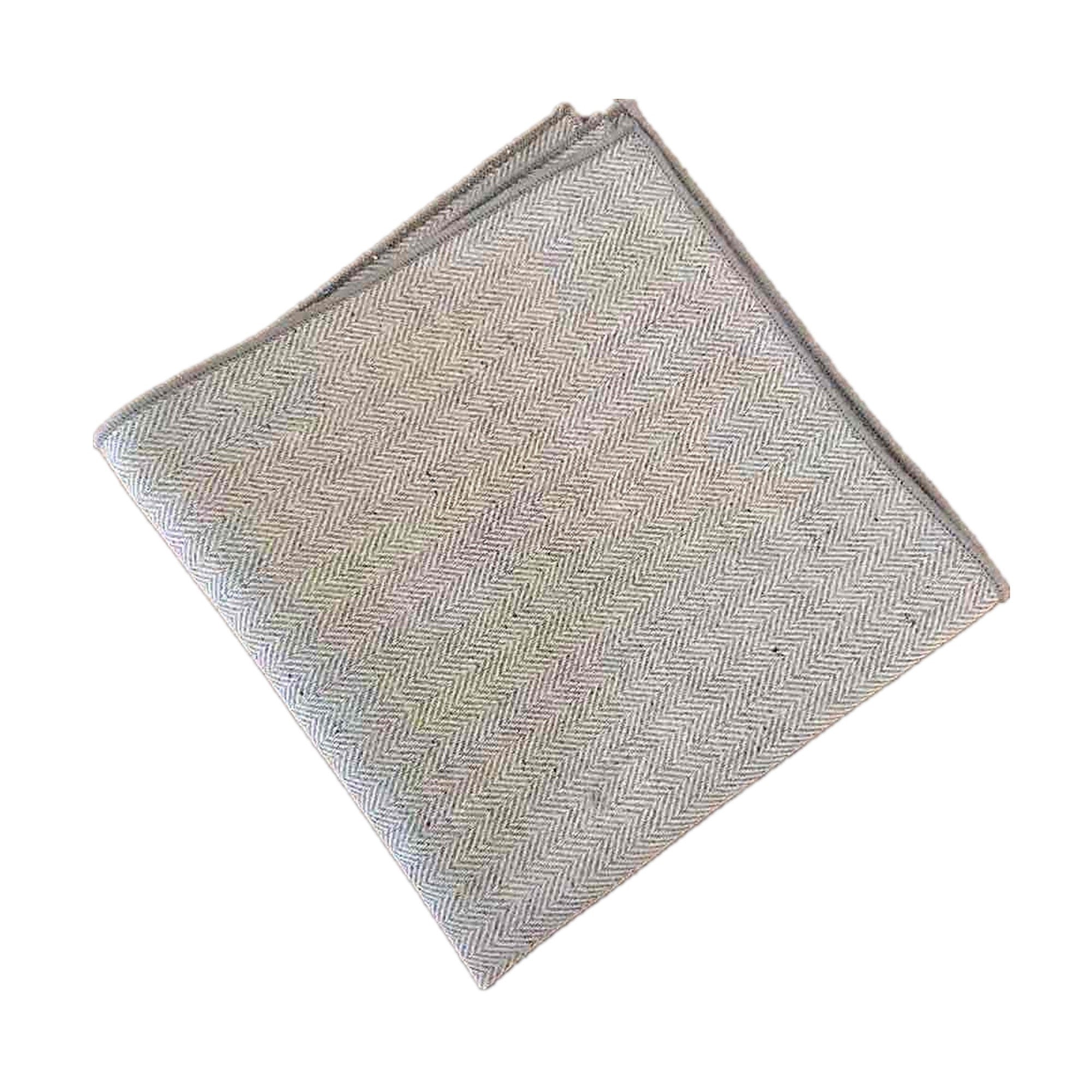 Grey Herringbone Pocket Square