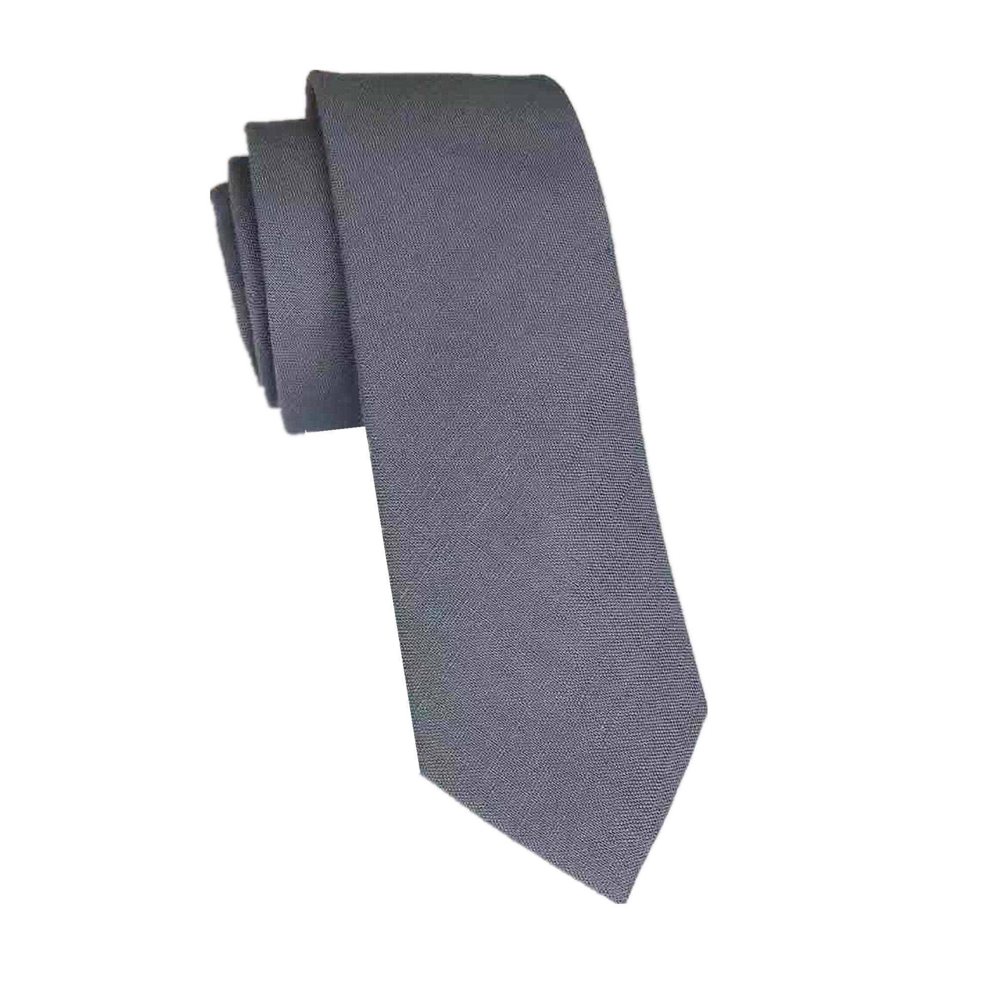 Grey Linen Skinny Tie