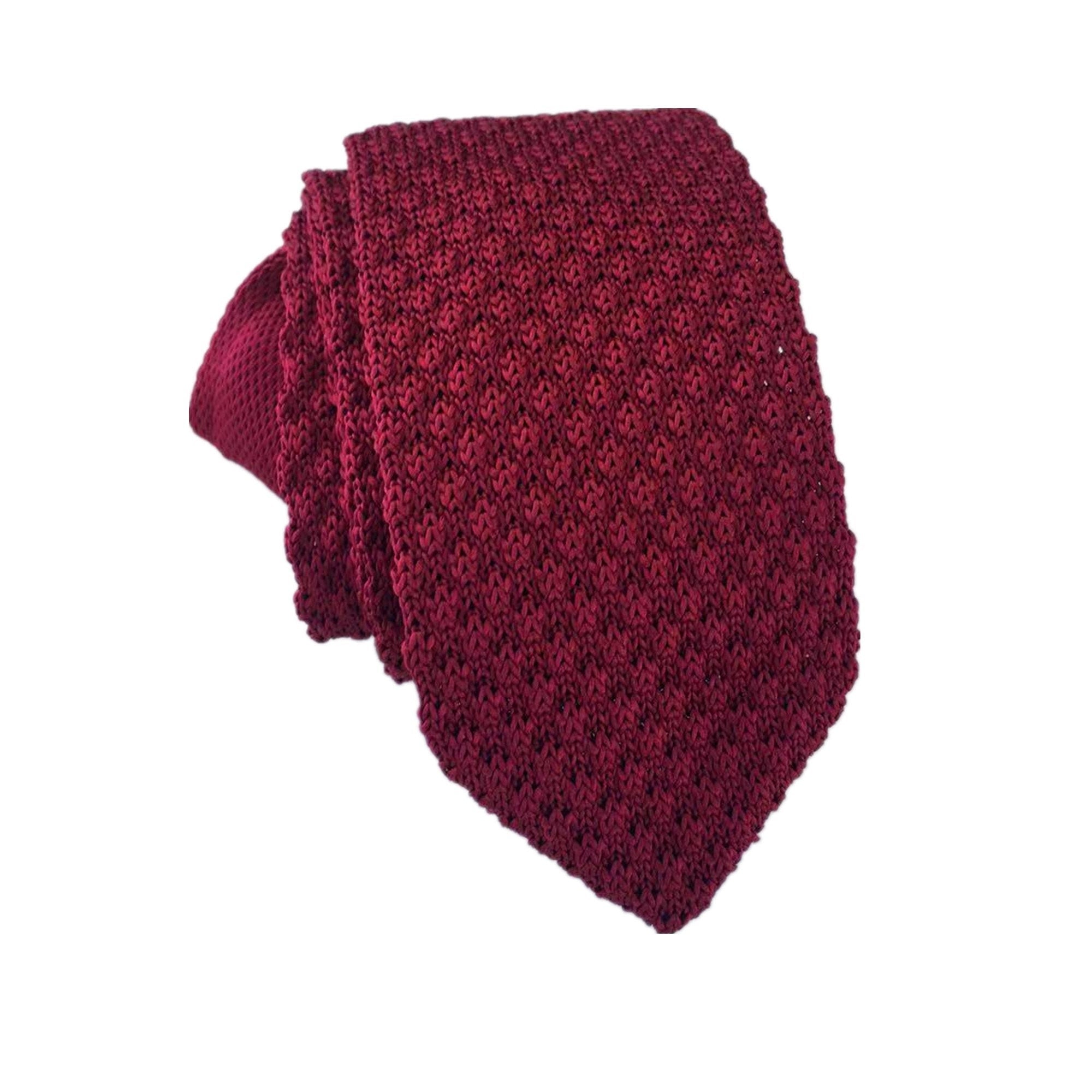 Burgundy Knitted Skinny Tie A