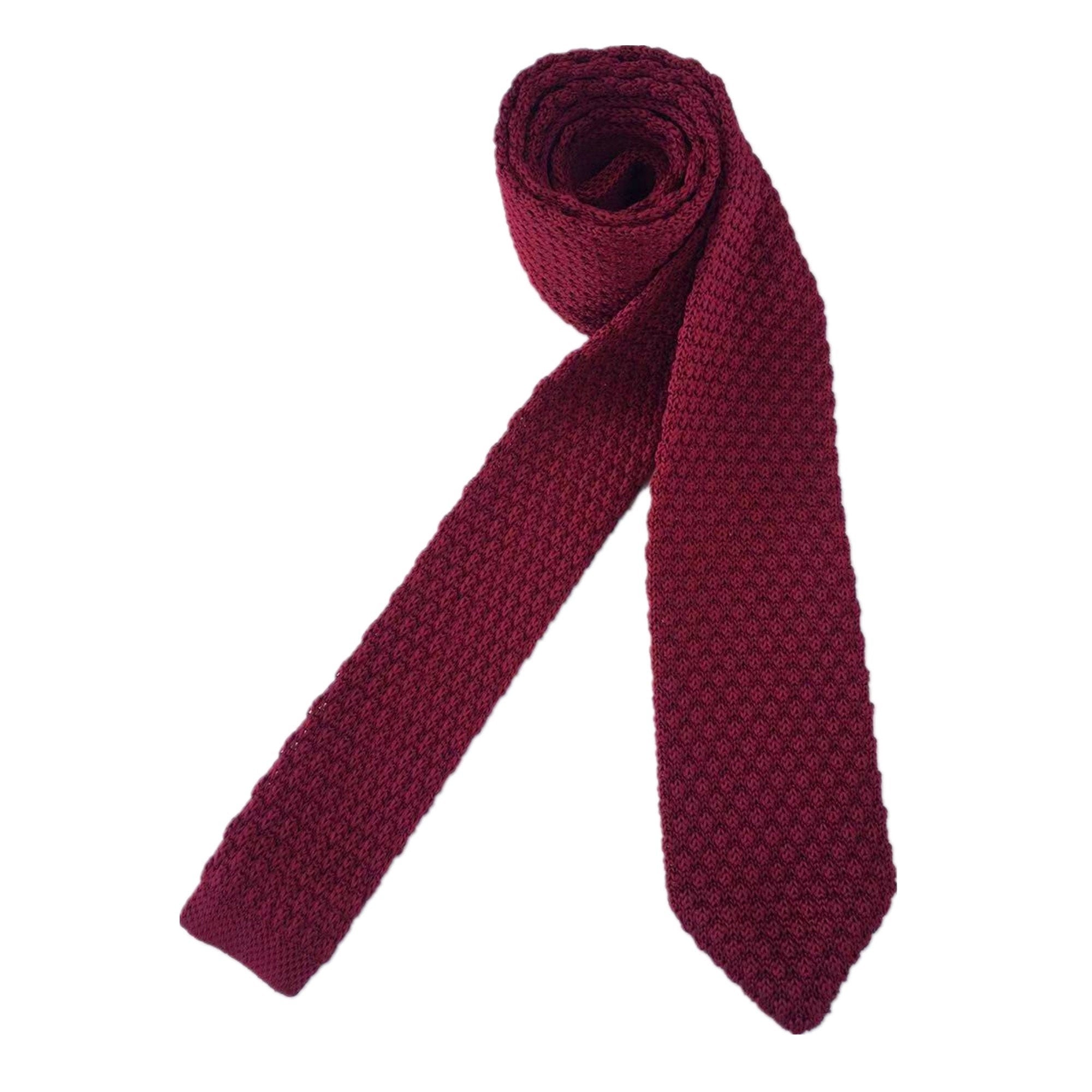 Burgundy Knitted Skinny Tie A