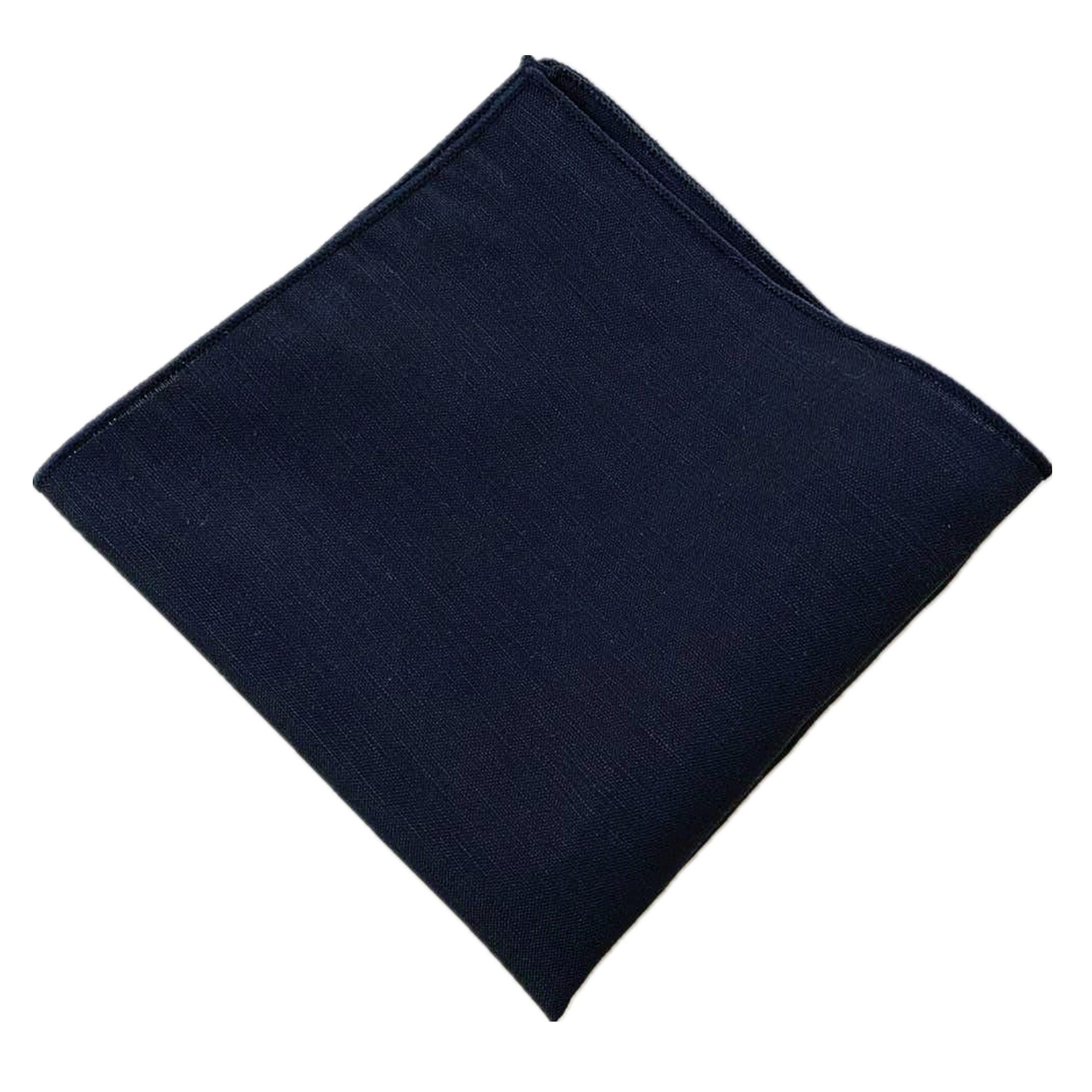 Dark Navy Blue & Black Linen Pocket Square