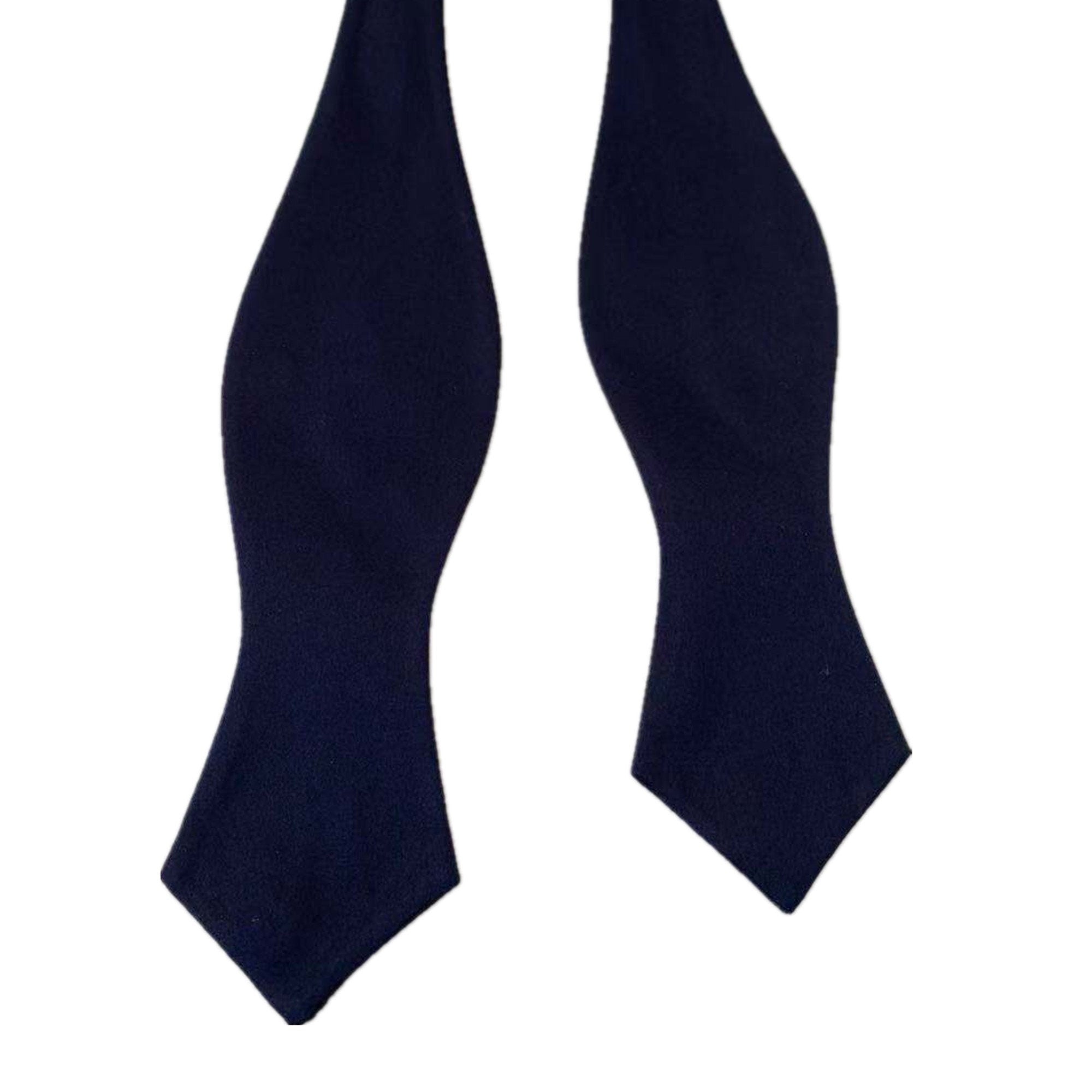 Dark Navy Matte Satin Self-tied Diamond Bow Tie
