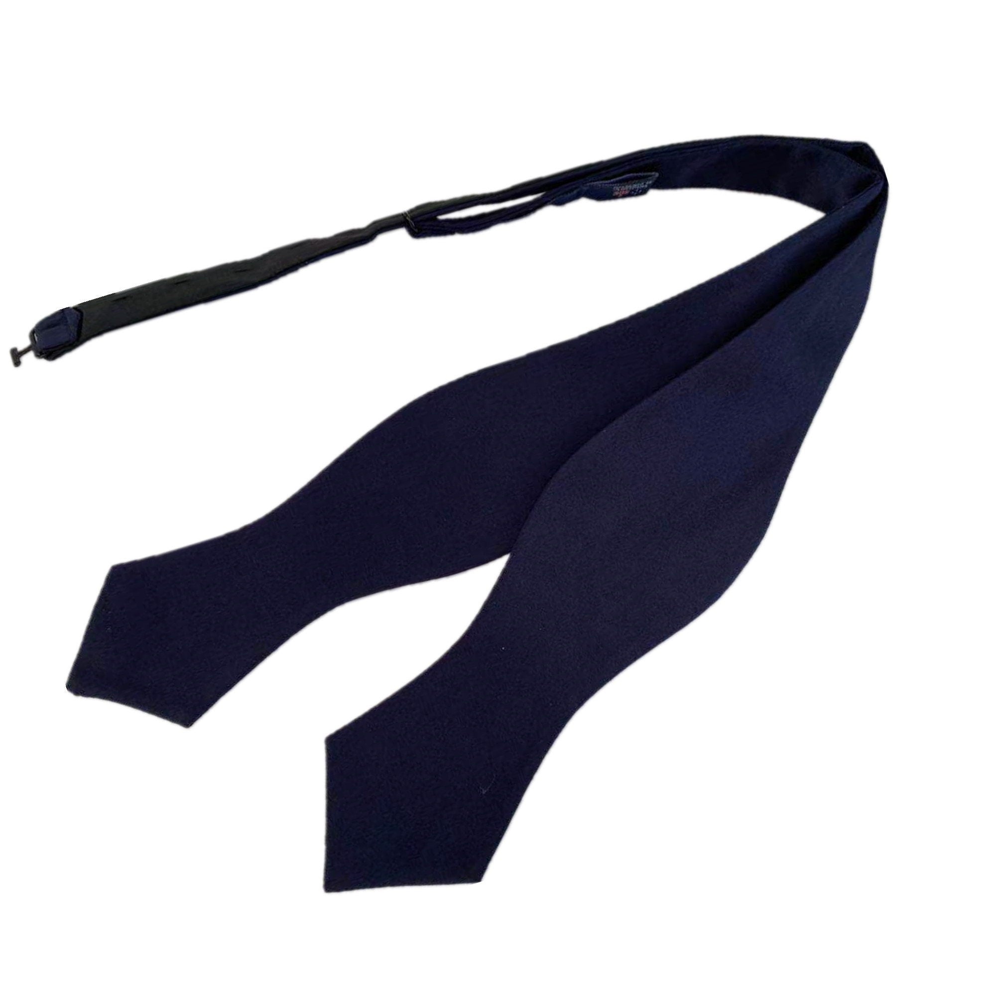 Dark Navy Matte Satin Self-tied Diamond Bow Tie