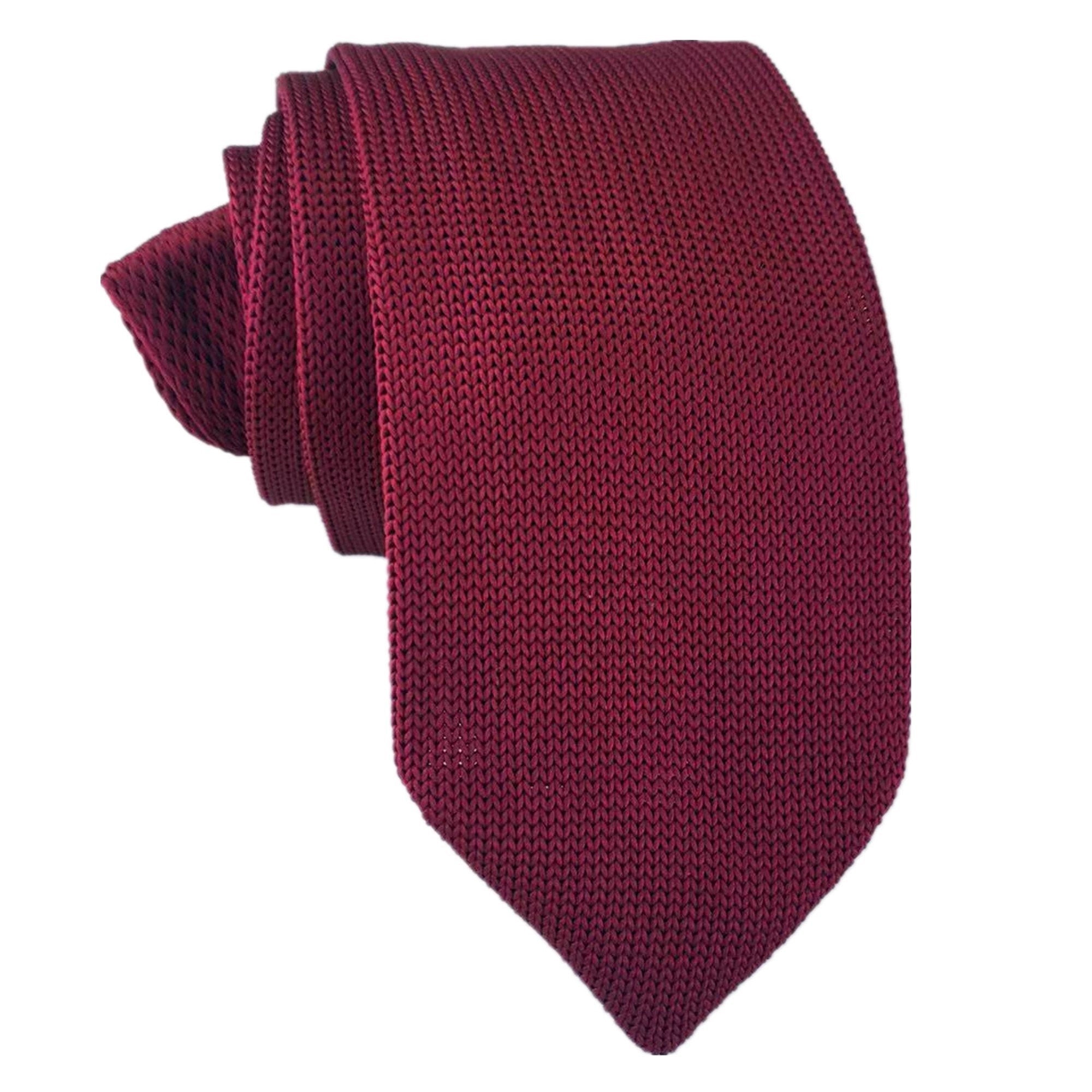 Burgundy Micro Knitted Skinny Tie