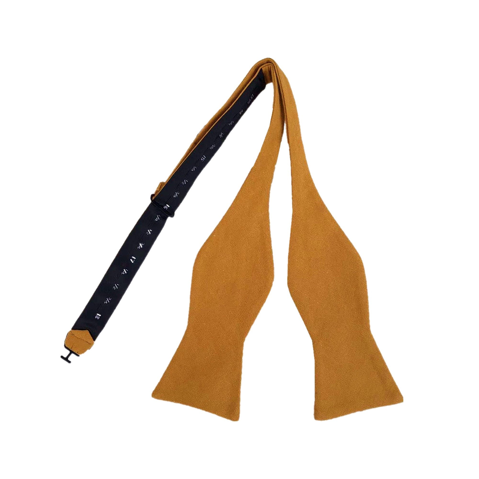 Mustard Yellow Linen Self-tied Bow Tie