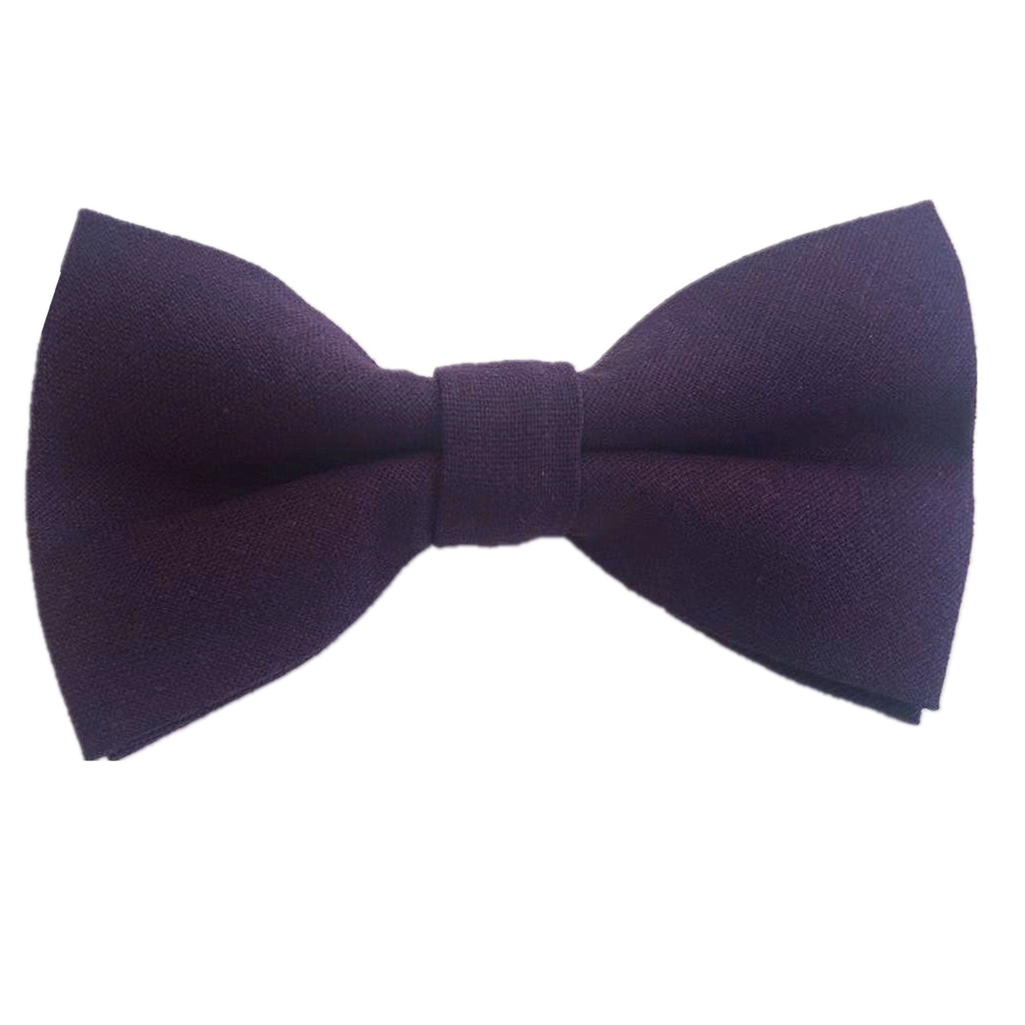 Plum Purple Linen Pre-tied Bow Tie