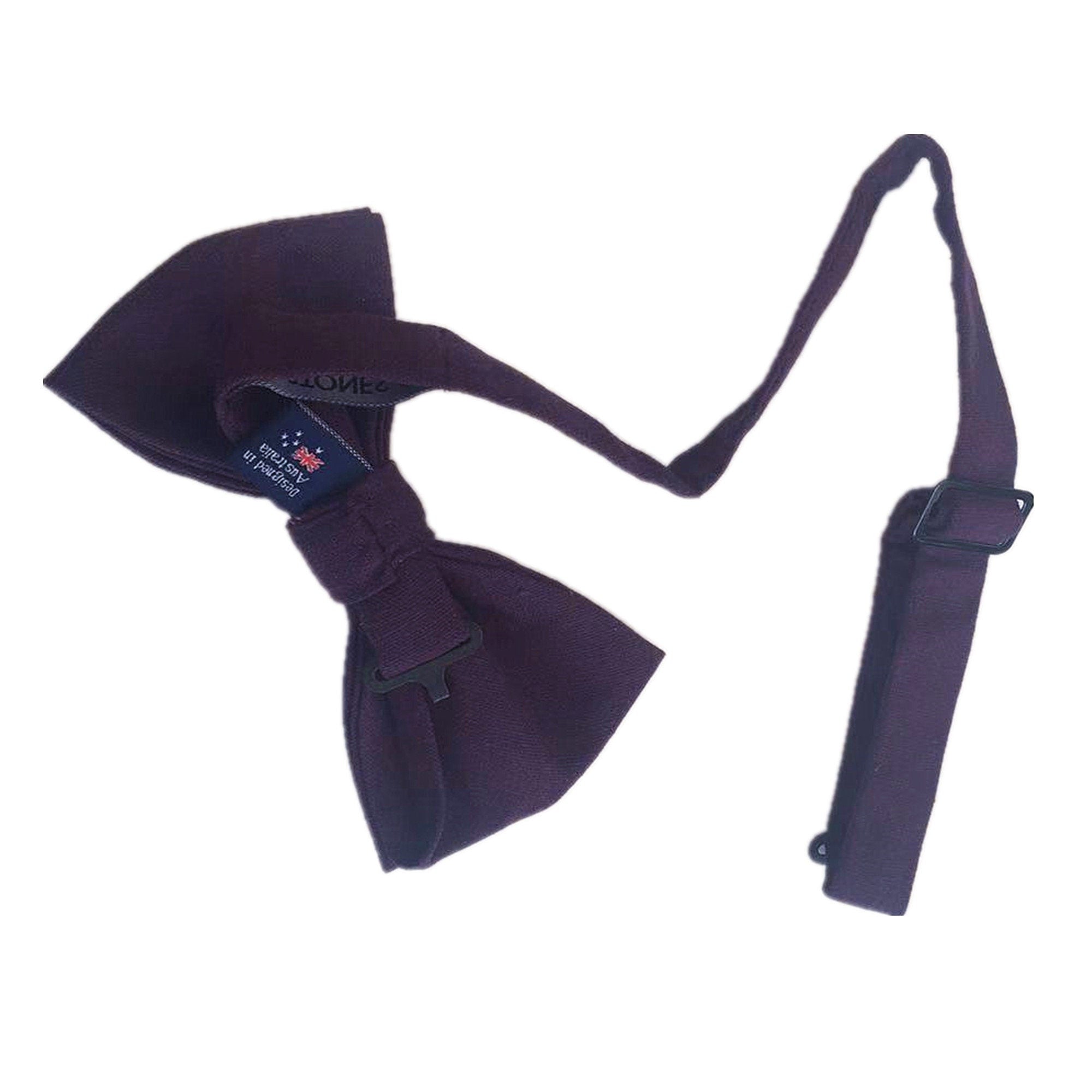 Plum Purple Linen Pre-tied Bow Tie