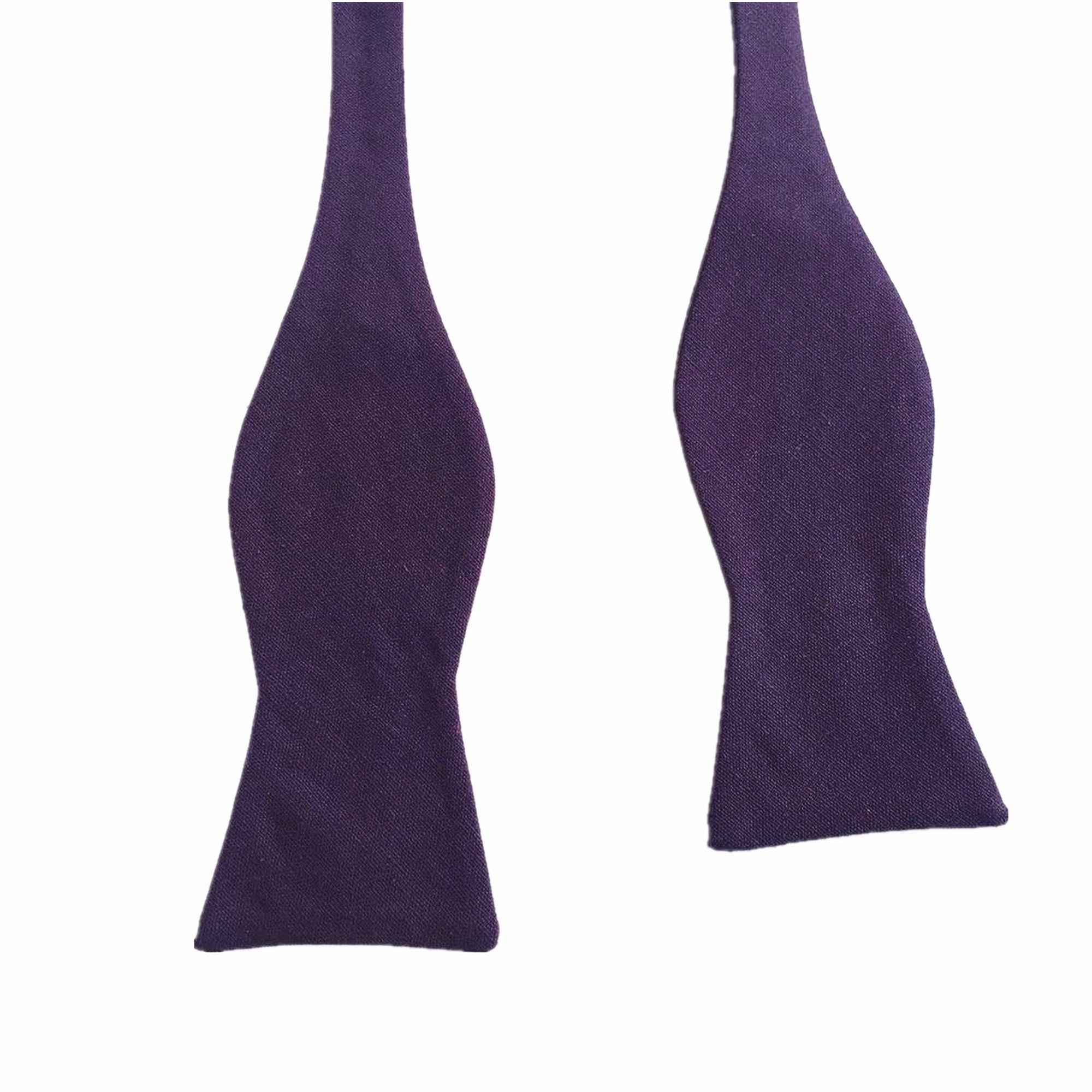 Plum Purple Linen Self-tied Bow Tie