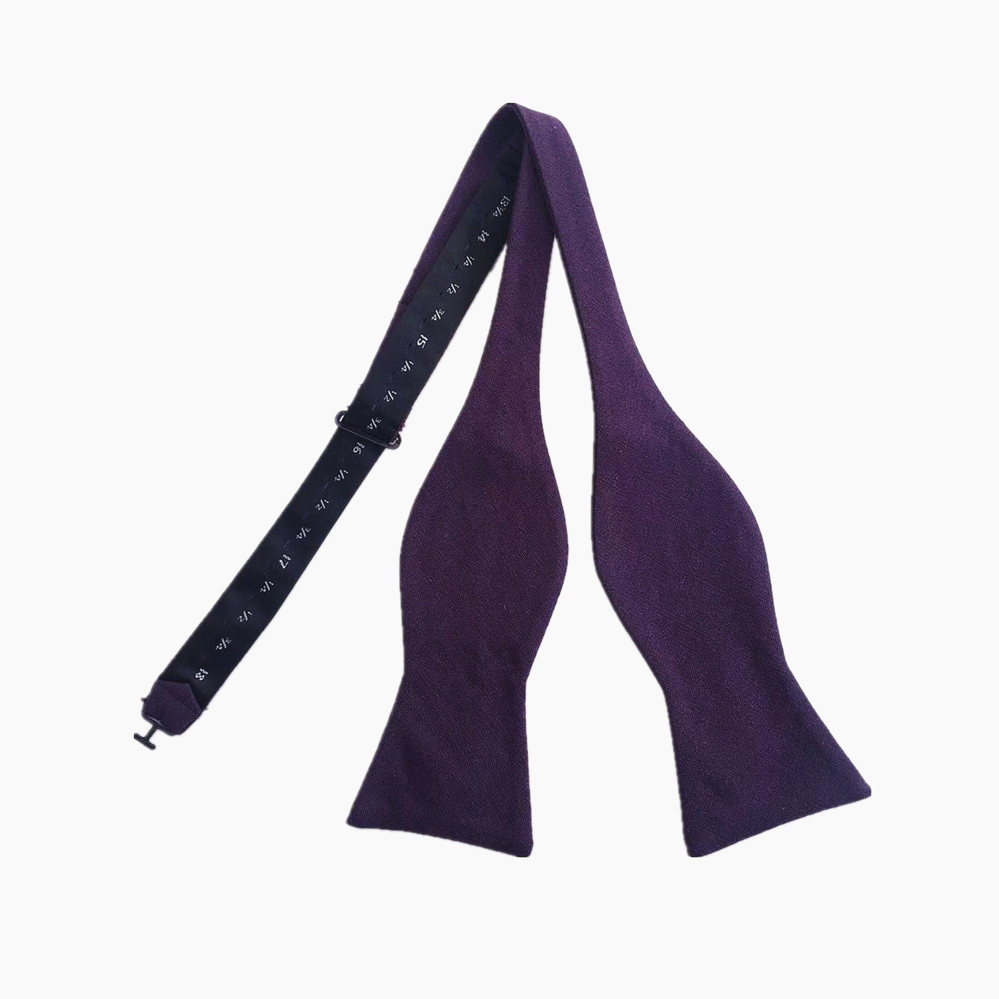 Plum Purple Linen Self-tied Bow Tie