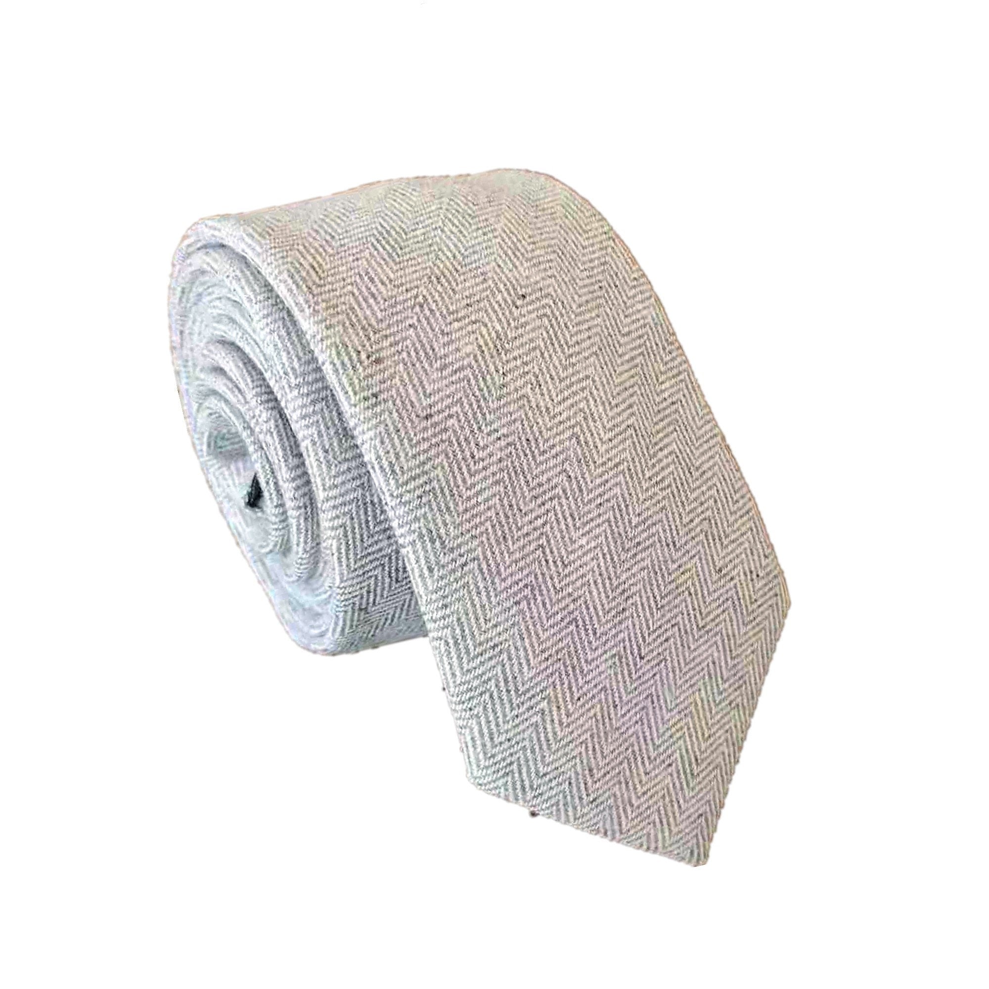 Grey Herringbone Skinny Tie