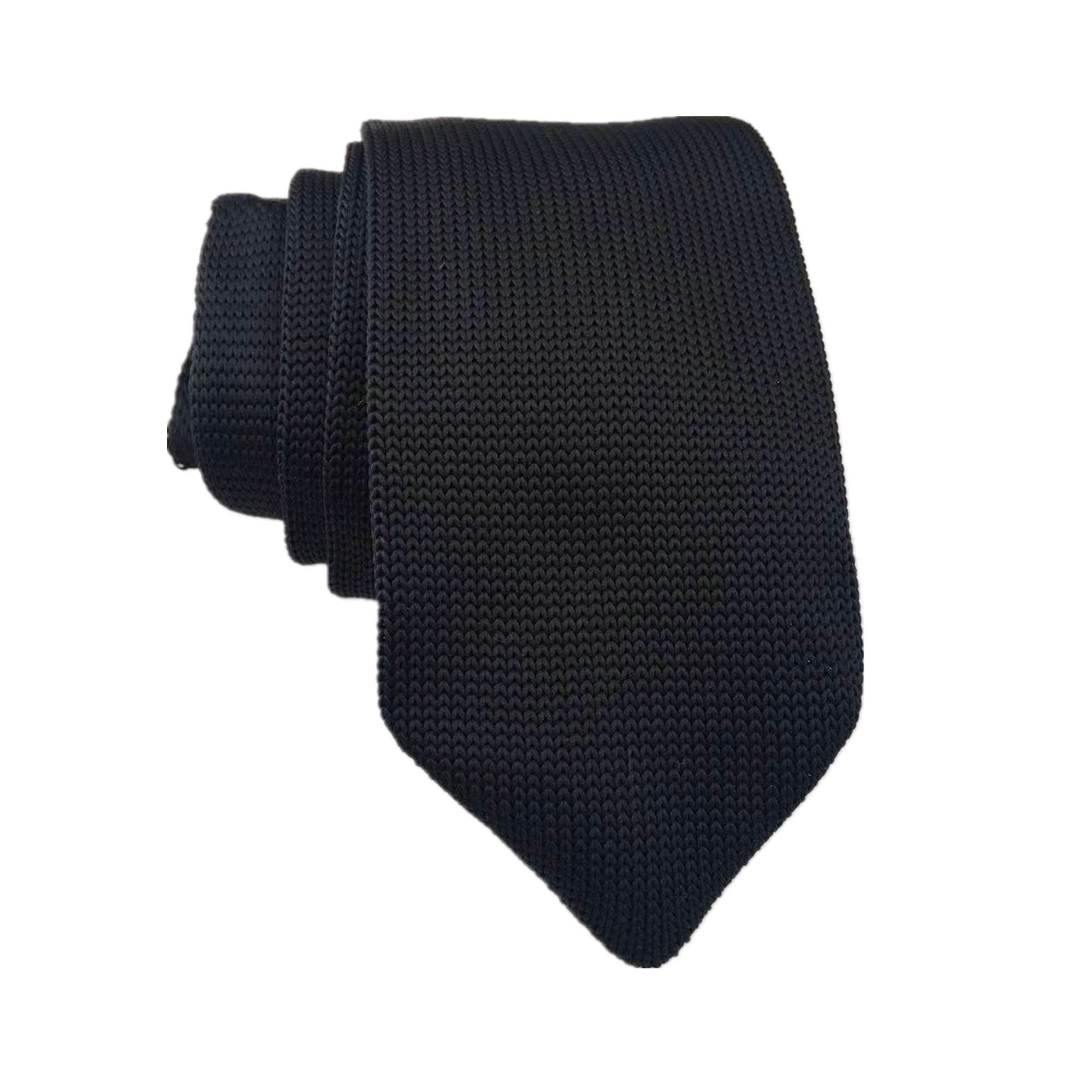 Black Knitted Skinny Tie B
