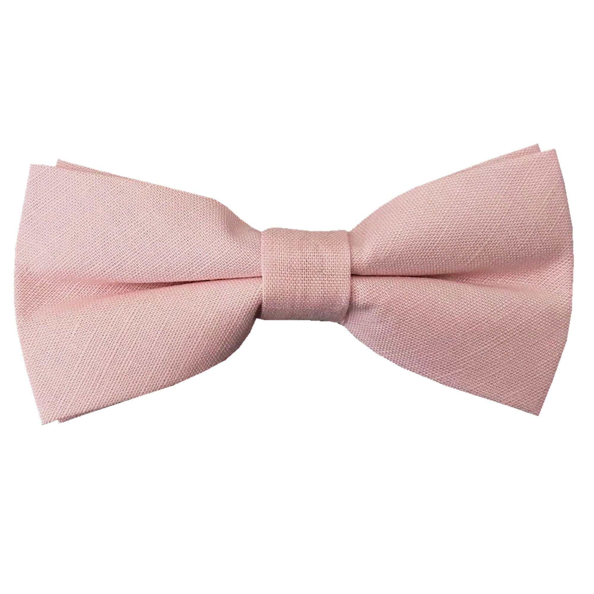 Solid Blush Pink Linen Pre-tied Bow tie