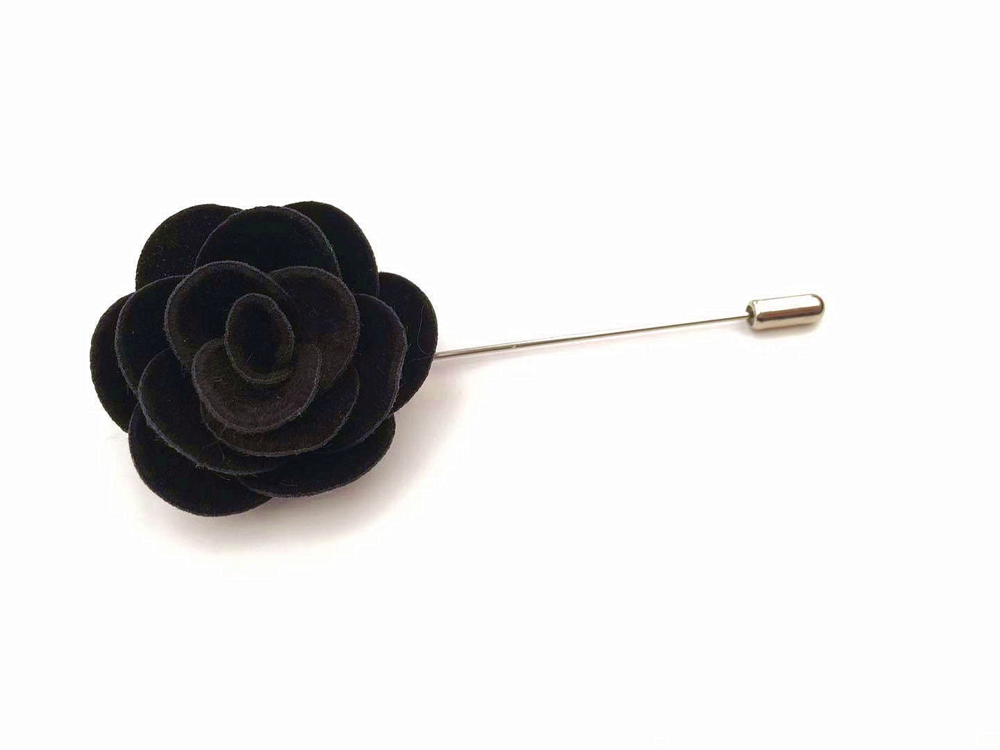 Black Velvet Rose Lapel Pin