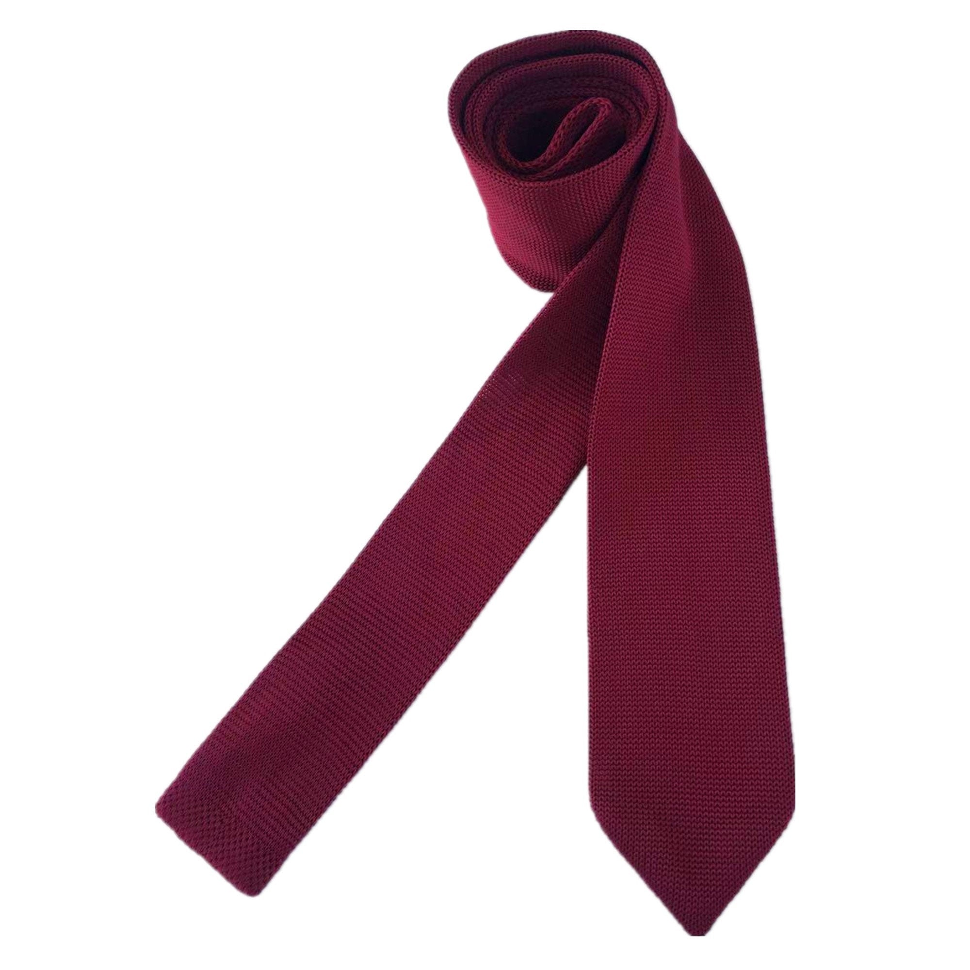 Burgundy Micro Knitted Skinny Tie