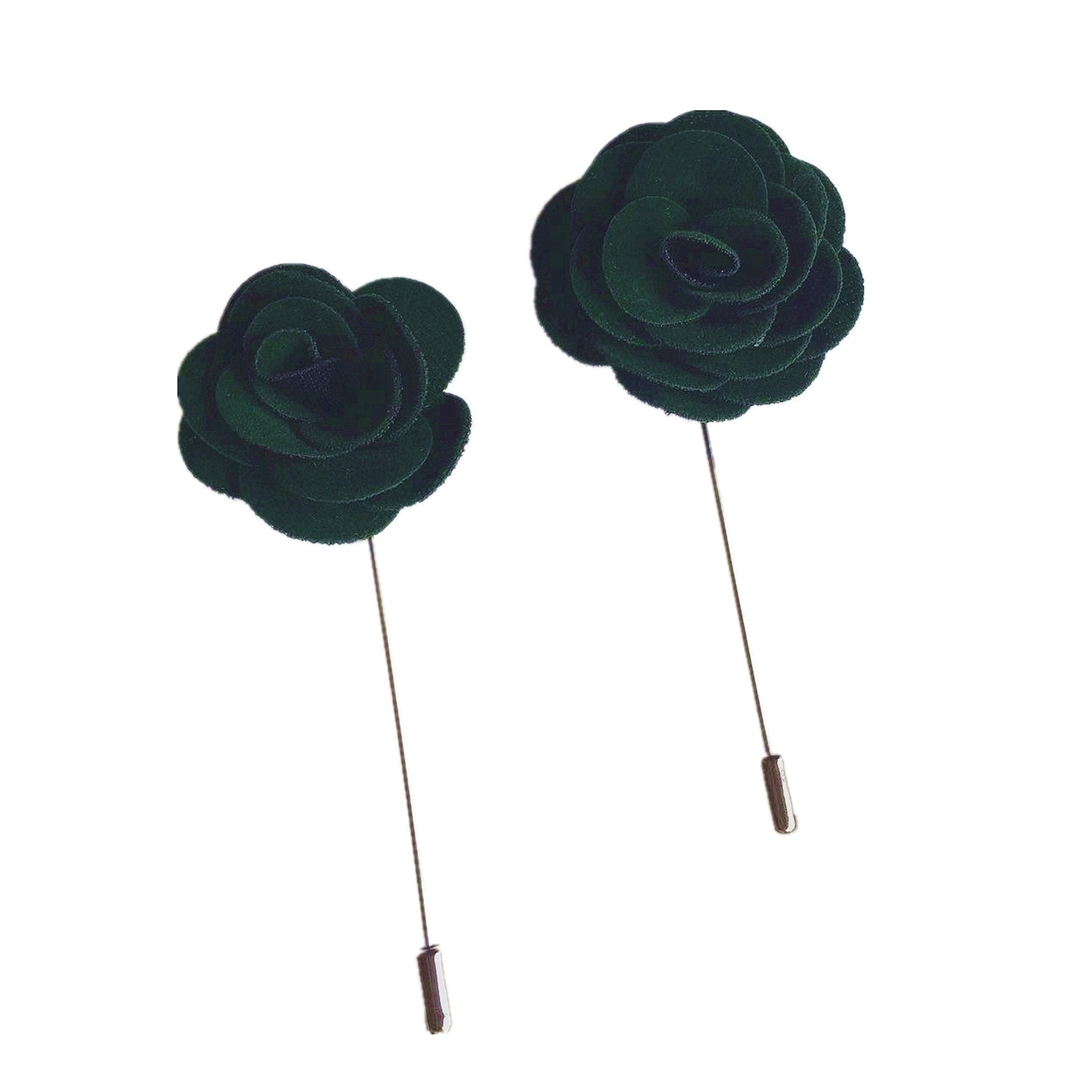 Dark Green Velvet Rose Lapel Pin