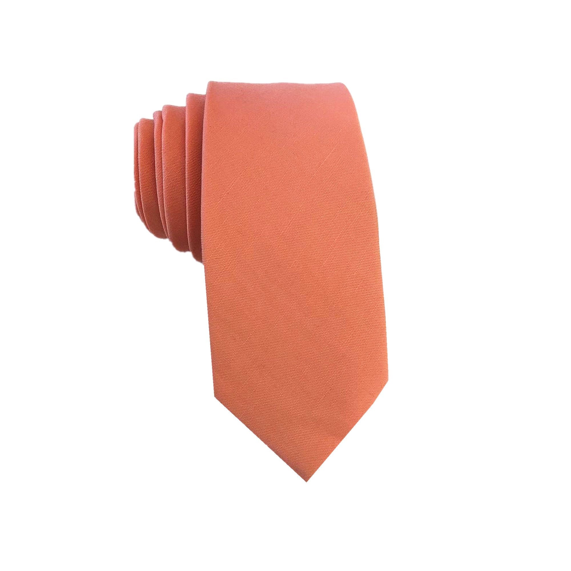 Coral Pink Linen Necktie