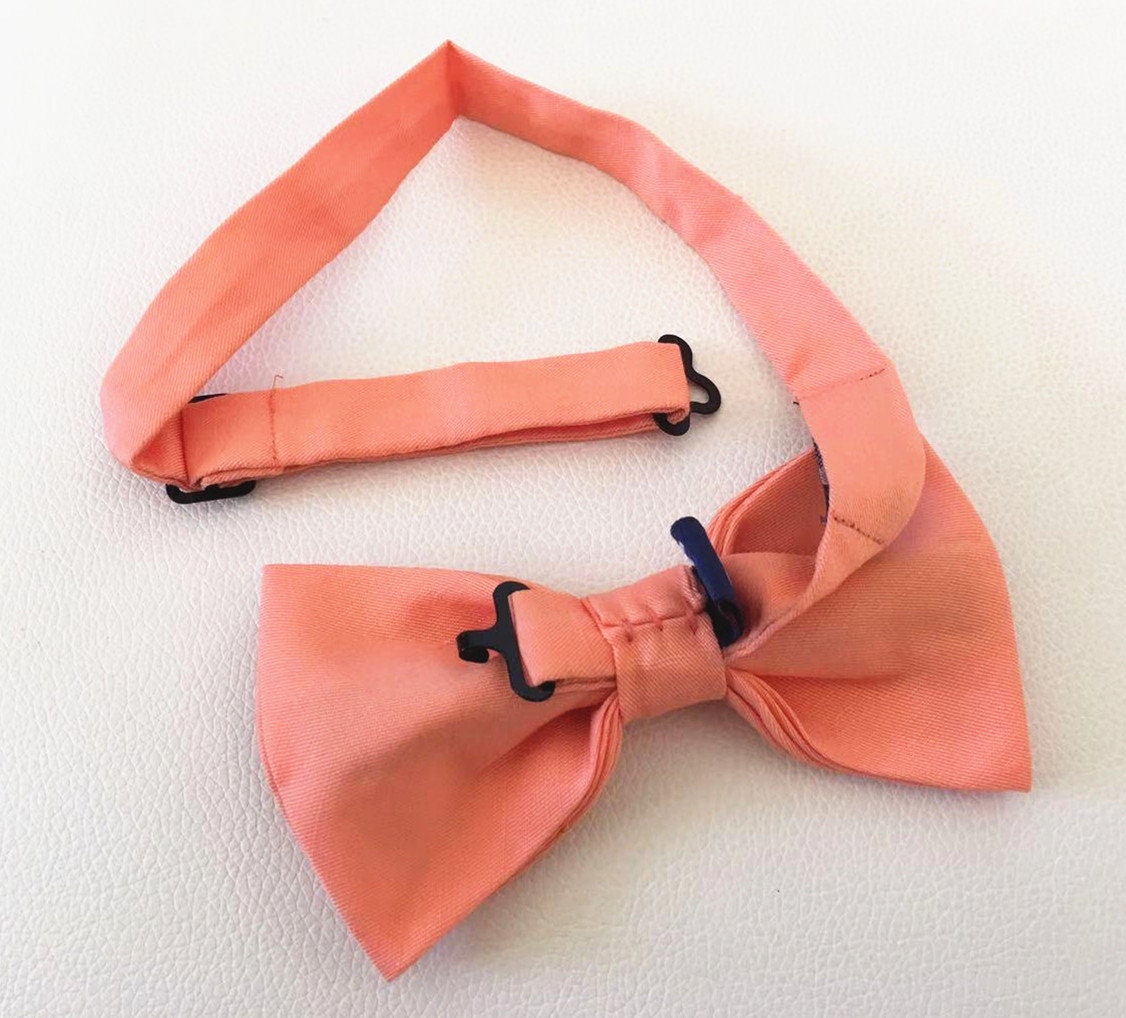 Coral Pink Linen Pre-tied Bow Tie