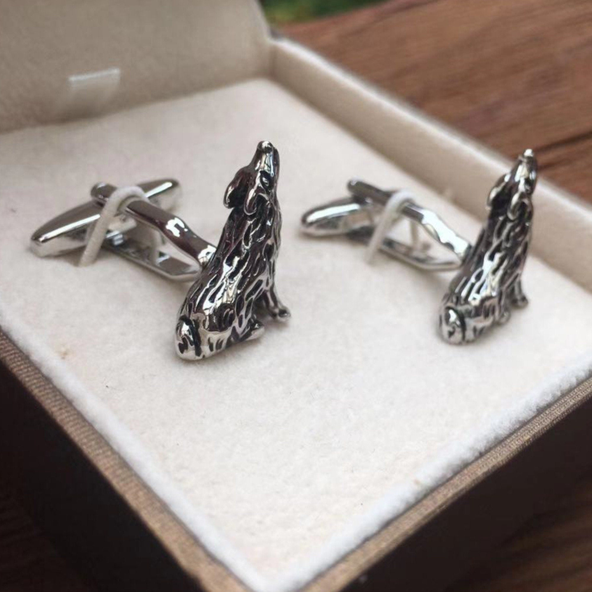 Antique Silver Wolf Cufflinks