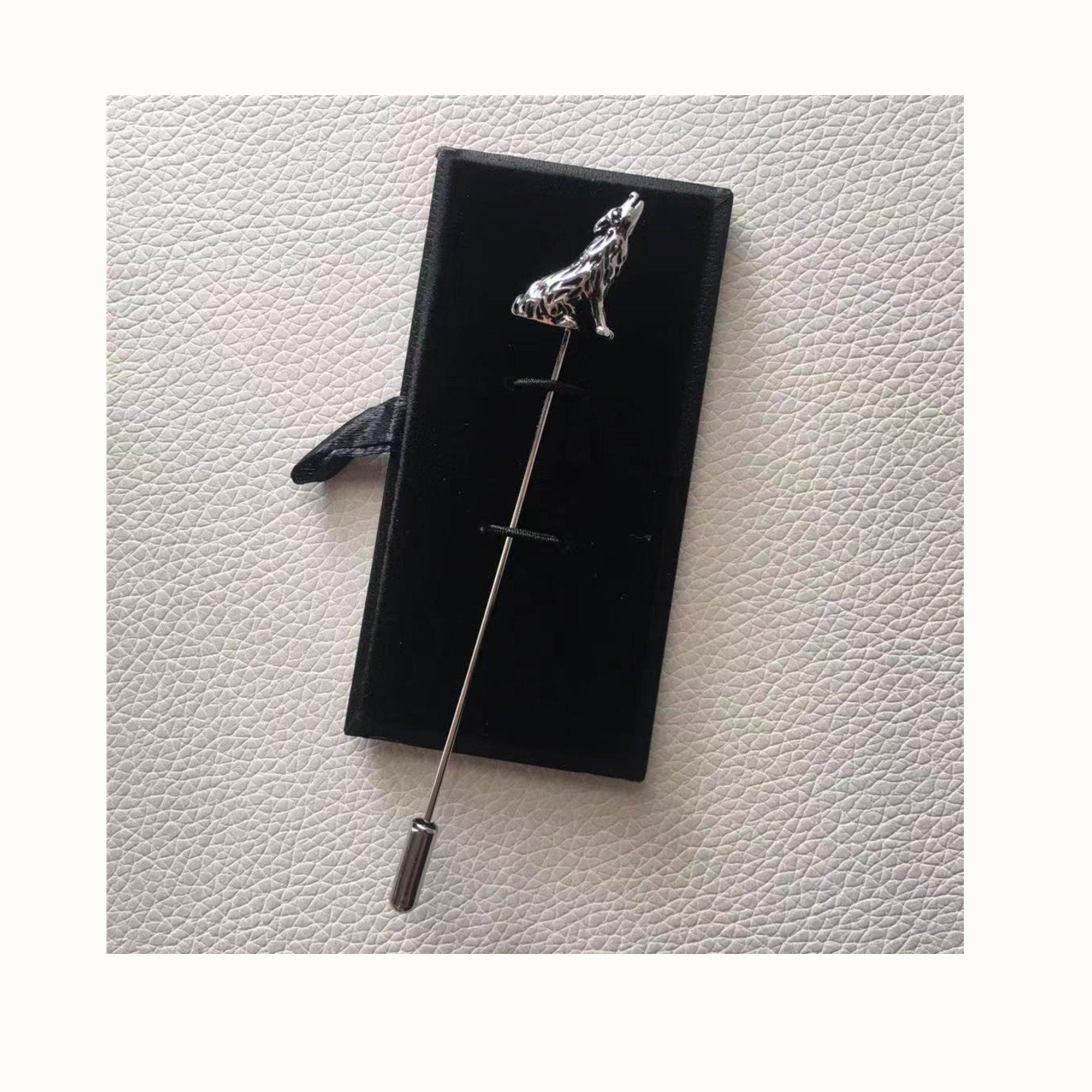 Antique Silver Wolf Lapel Pin