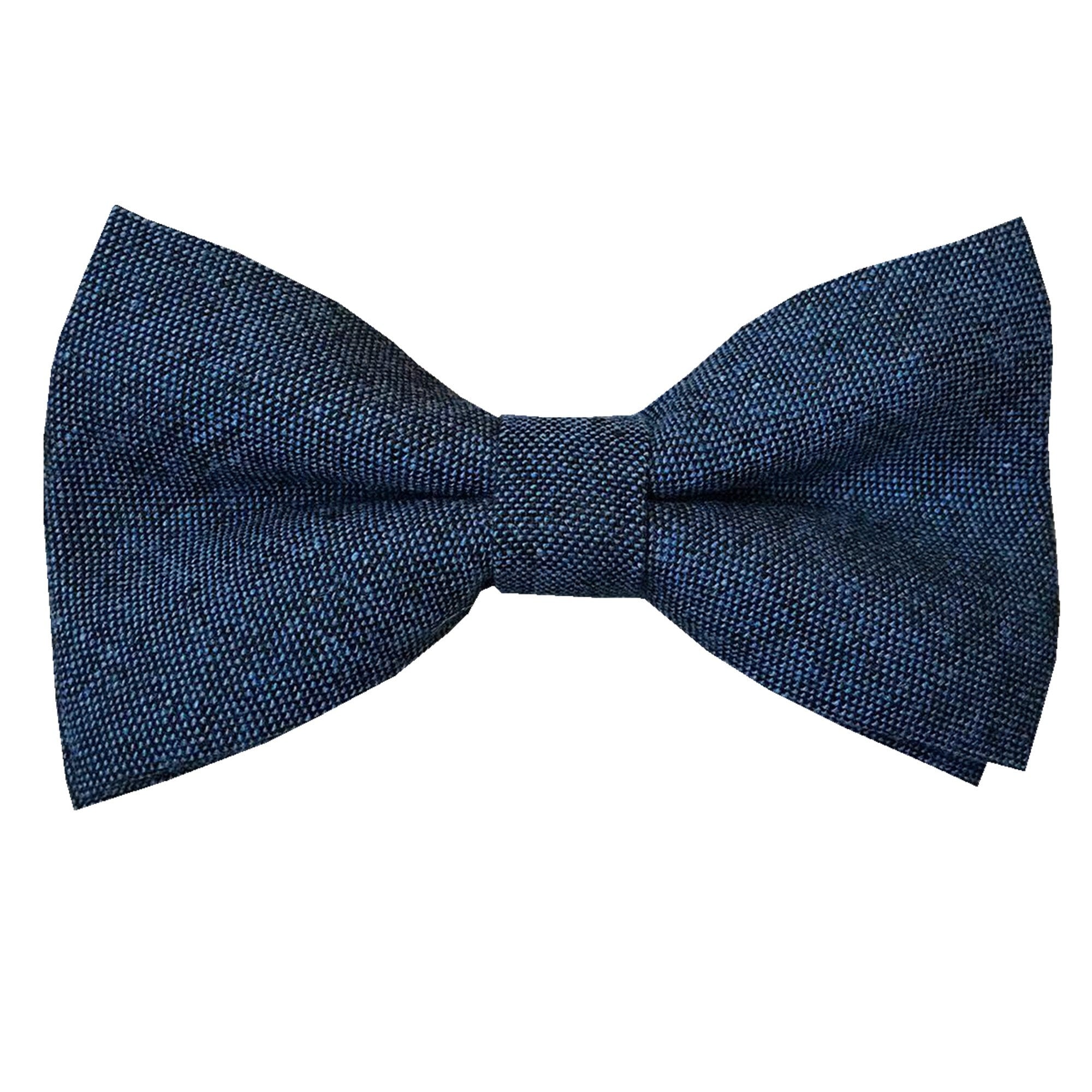 Dark Navy Blue & Black Linen Pre-tied Bow Tie