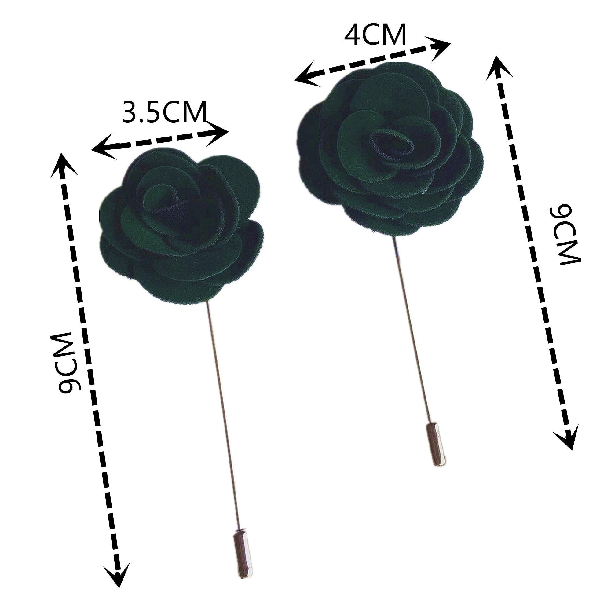 Dark Green Velvet Rose Lapel Pin