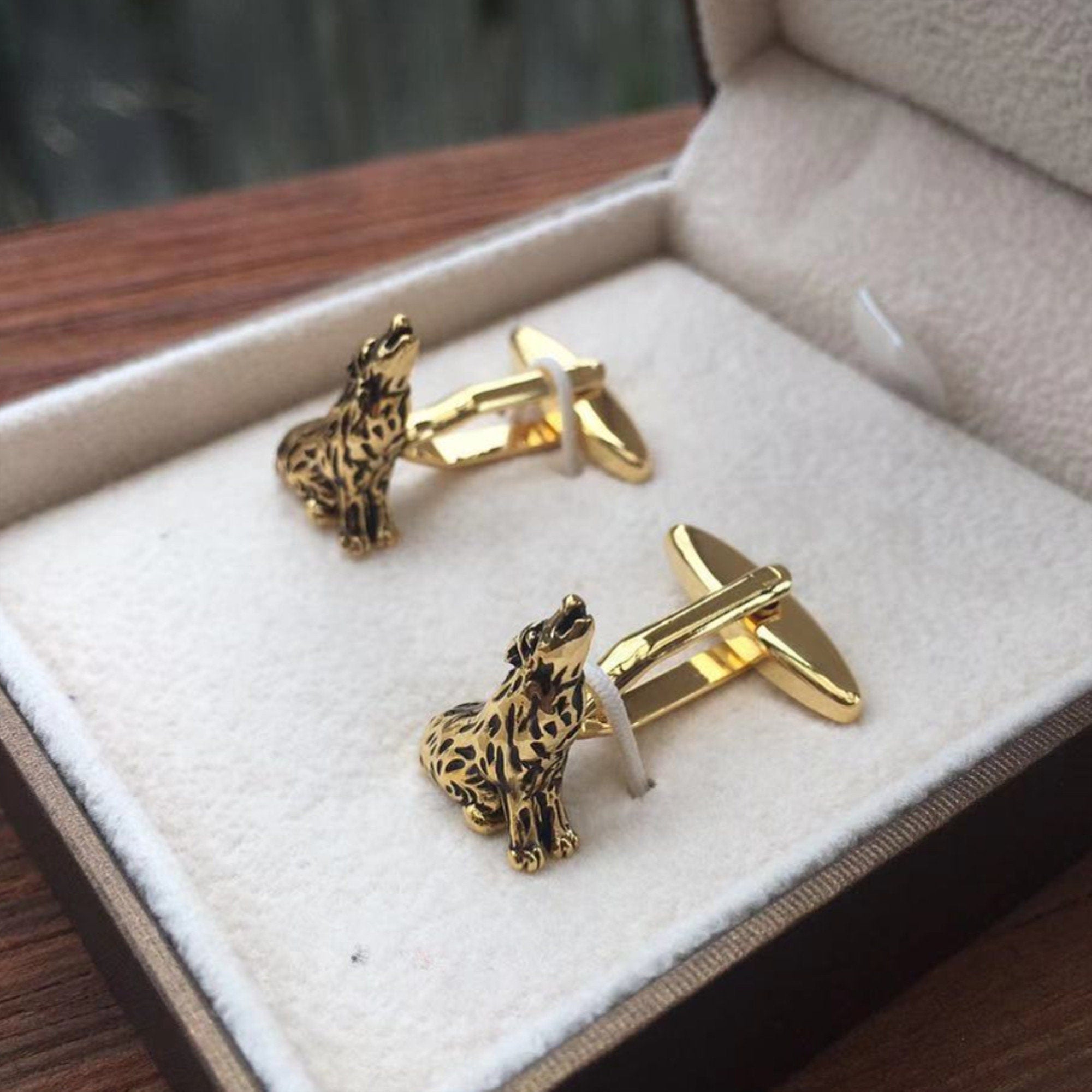 Antique Gold Wolf Cufflinks