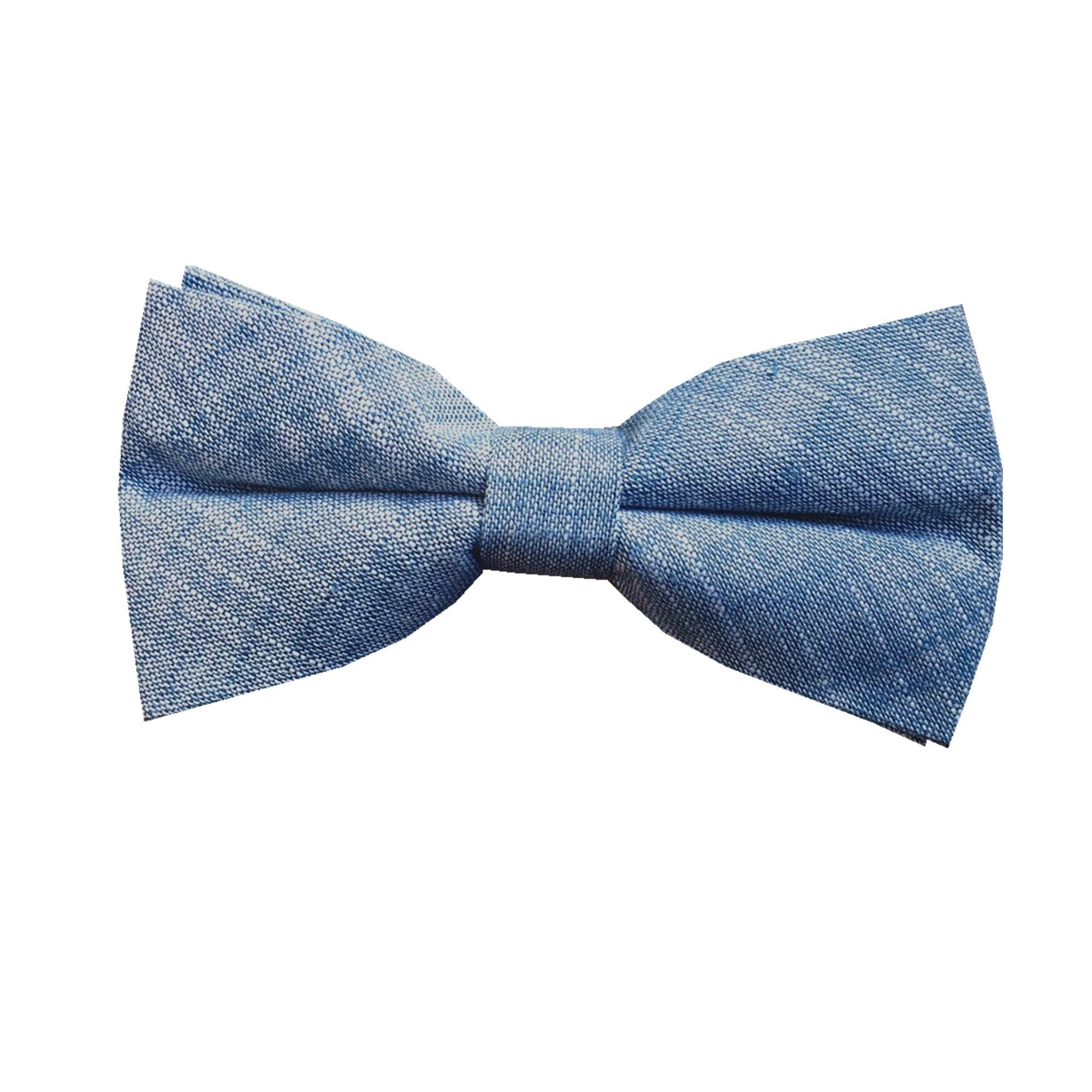 Navy Blue Linen Pre-tied Bow Tie