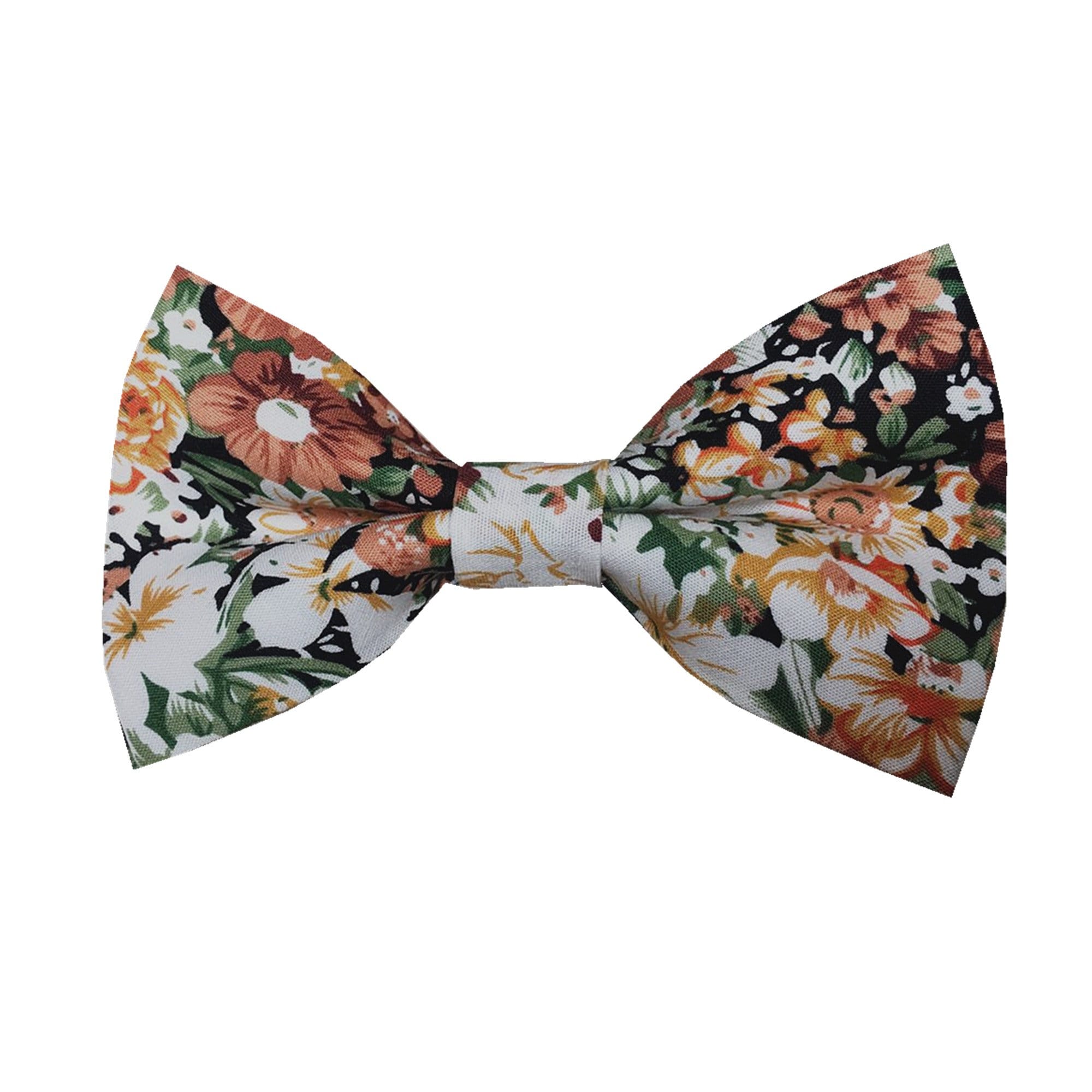 Orange Green Floral Pre-tied Bow Tie
