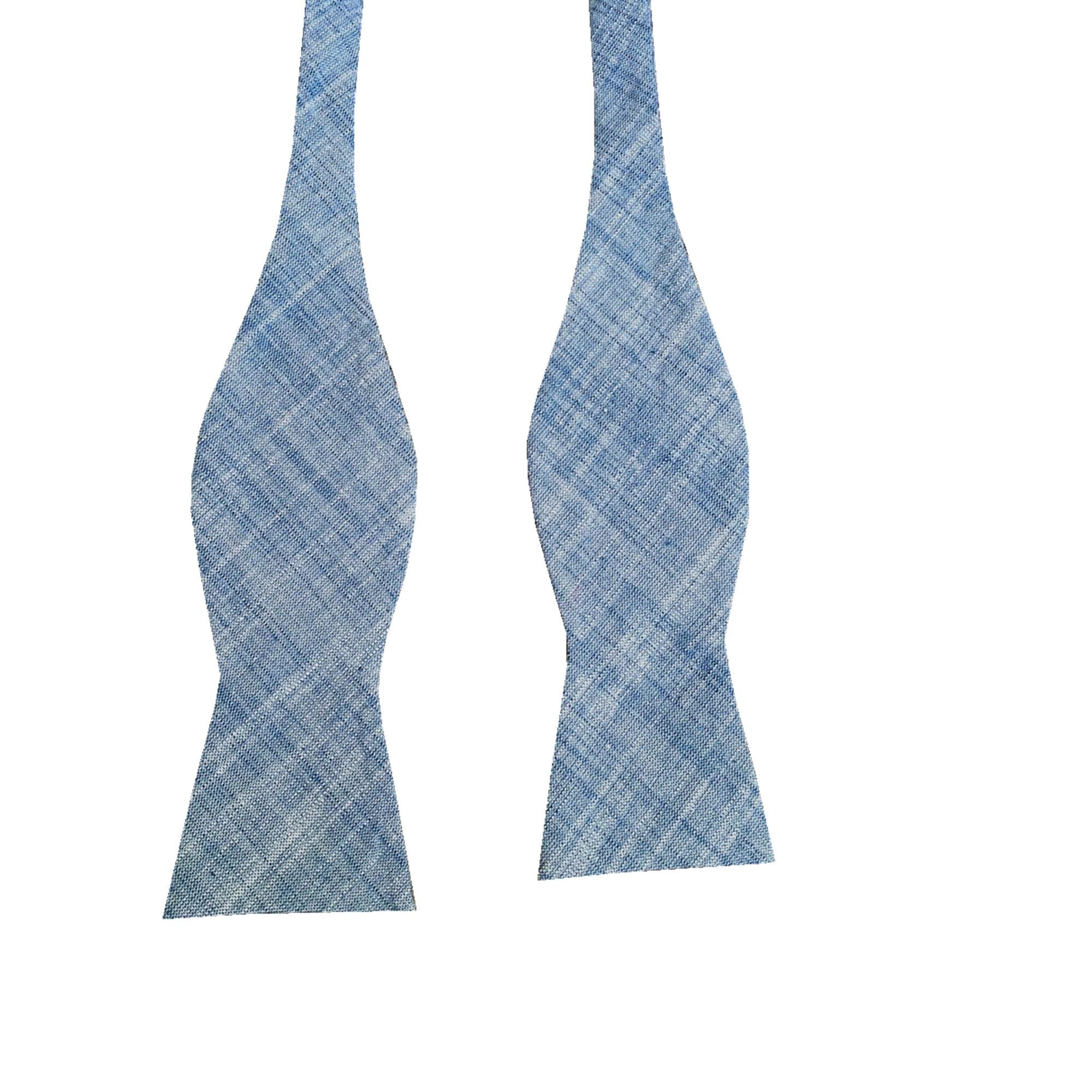 Navy Blue Linen Self-tied Bow Tie