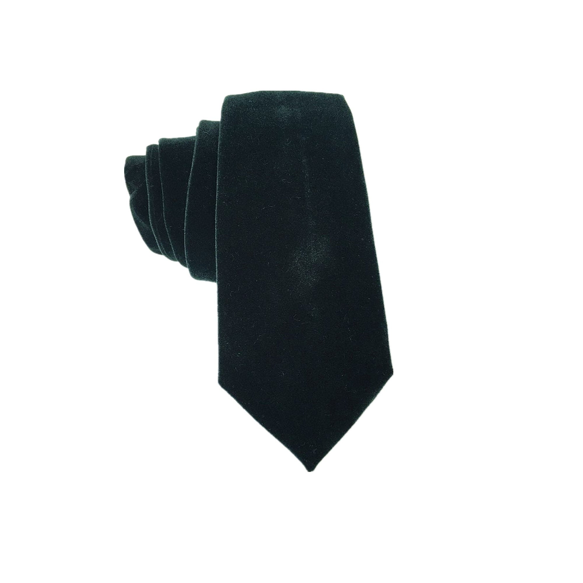 Dark Green Velvet Skinny Tie