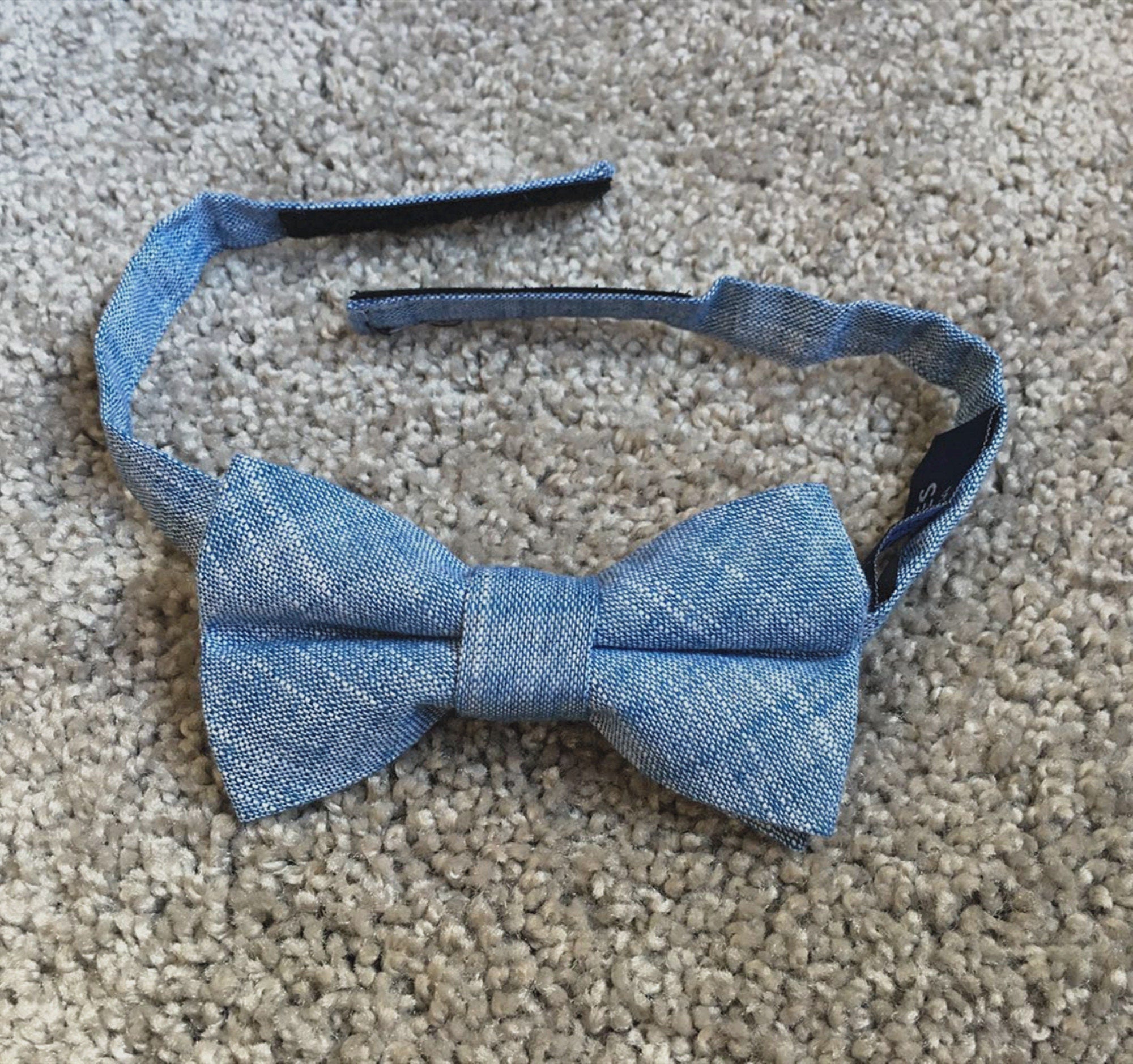 Navy Blue Linen Kids Bow tie