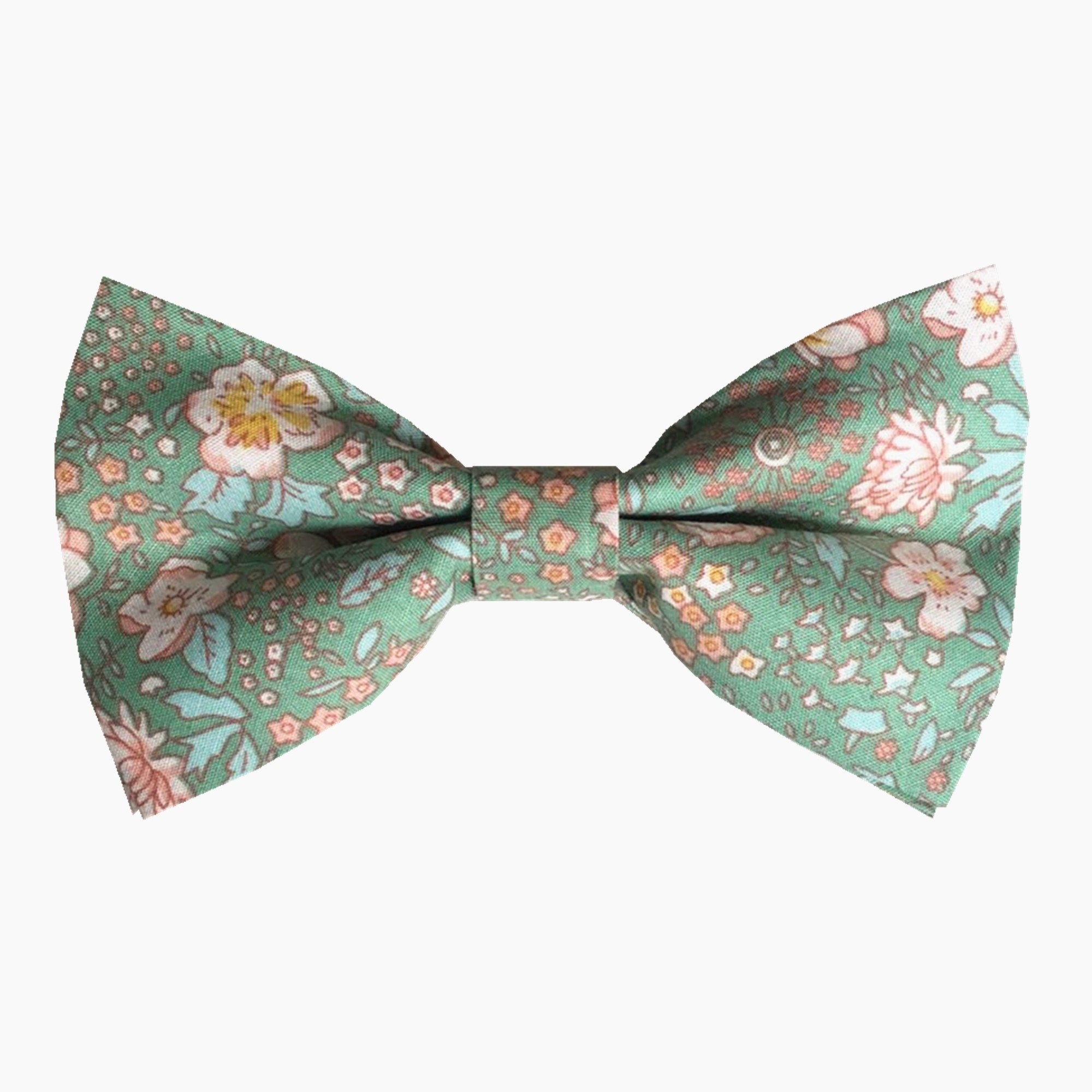 Mint Green Floral Pre-tied Bow tie