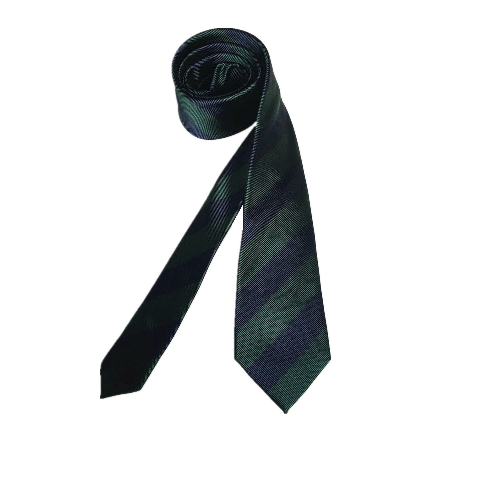 Dark Green and Navy Stripes Skinny Tie