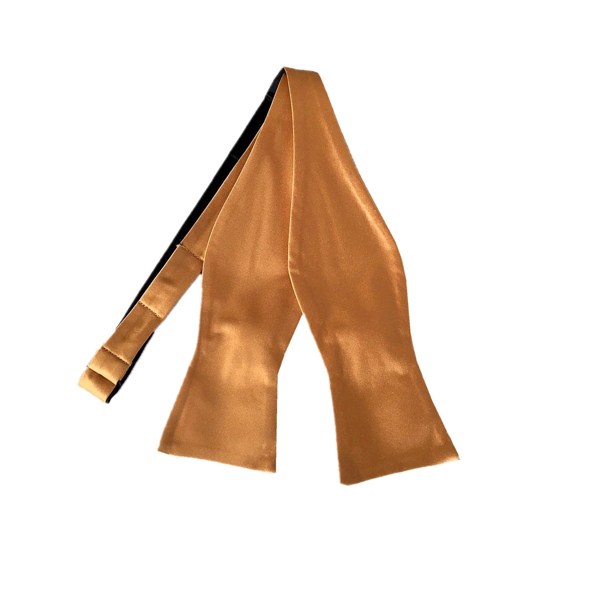 Gold Satin Self-Tied Bow Tie