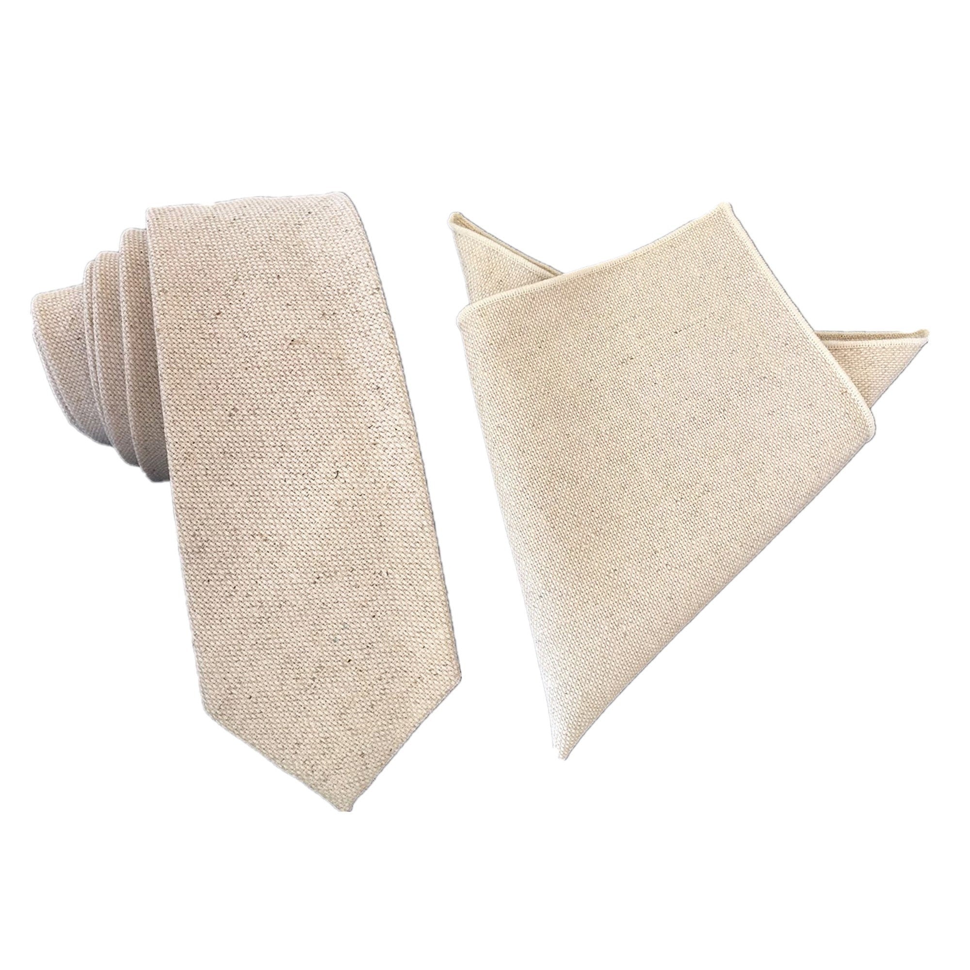 Creamy White Linen Skinny Tie
