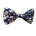 Navy Blue Peach Floral Pre-tied Bow Tie