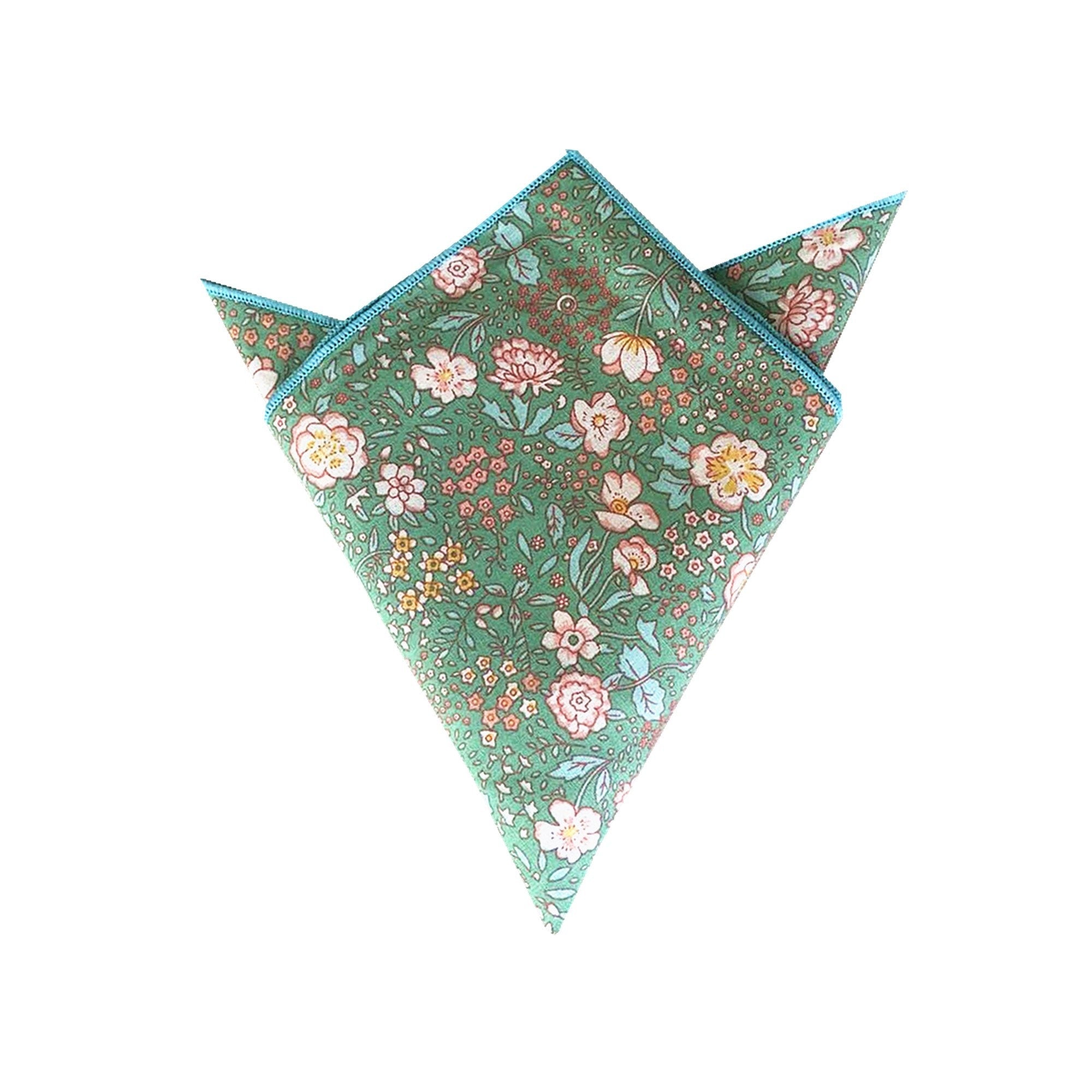 Mint Green Floral Pocket Square