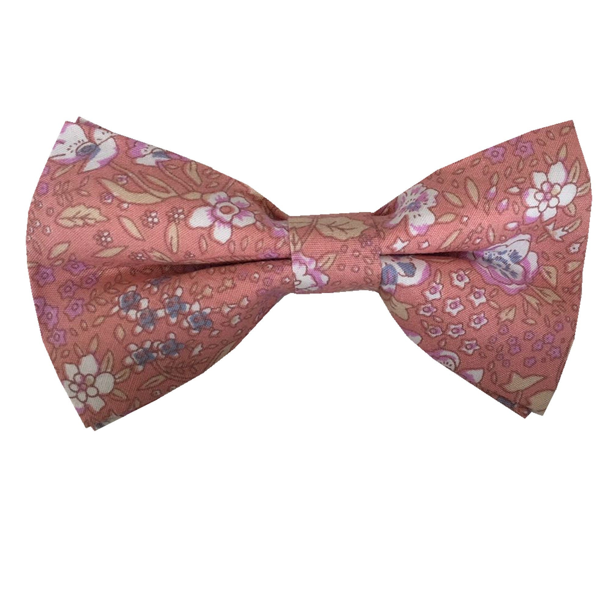 Nude Pink Floral Pre-tied Bow Tie
