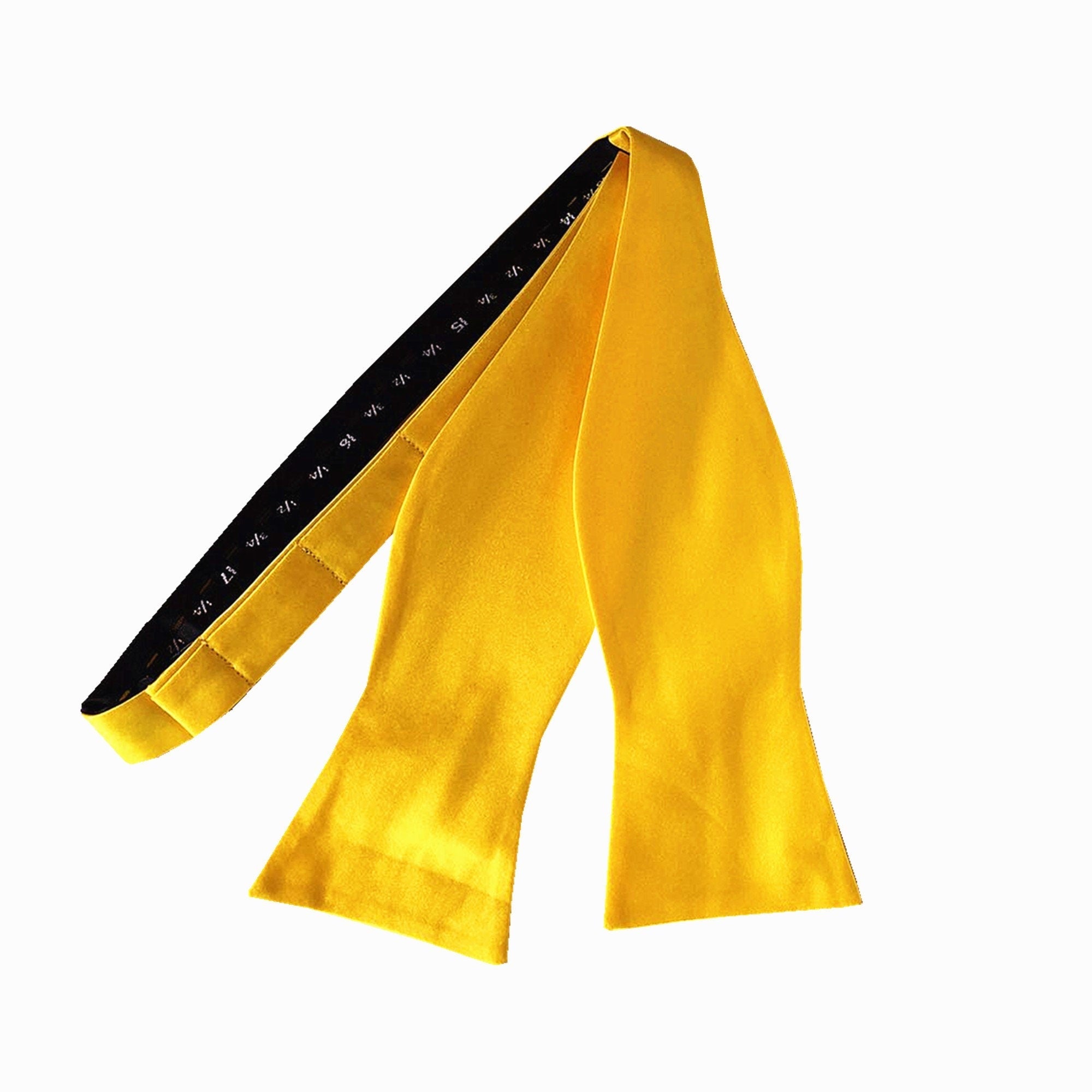 Yellow Satin Self-tied Bow Tie