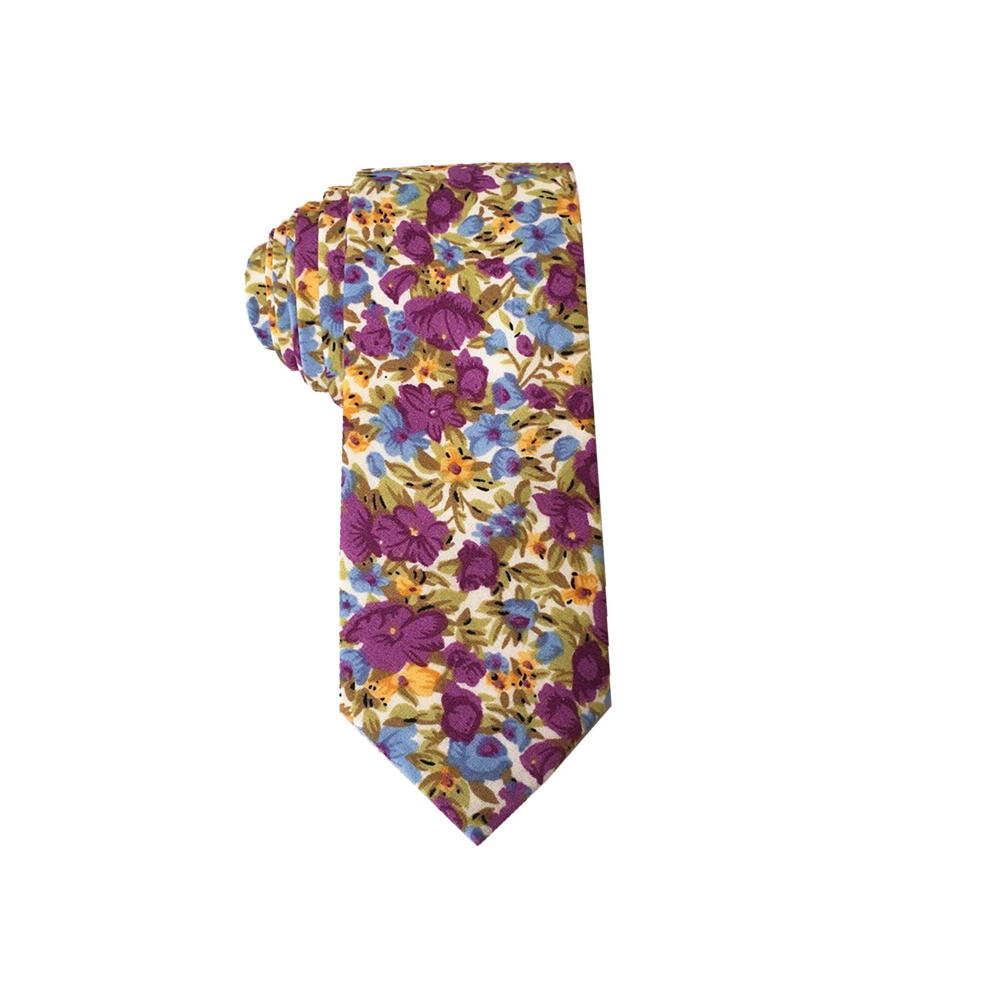 Plum Purple Floral Skinny Tie
